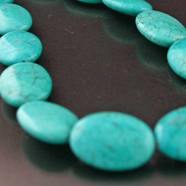 Türkis-Strang-oval, ca. 25x18 mm, ca. 40 cm lang
