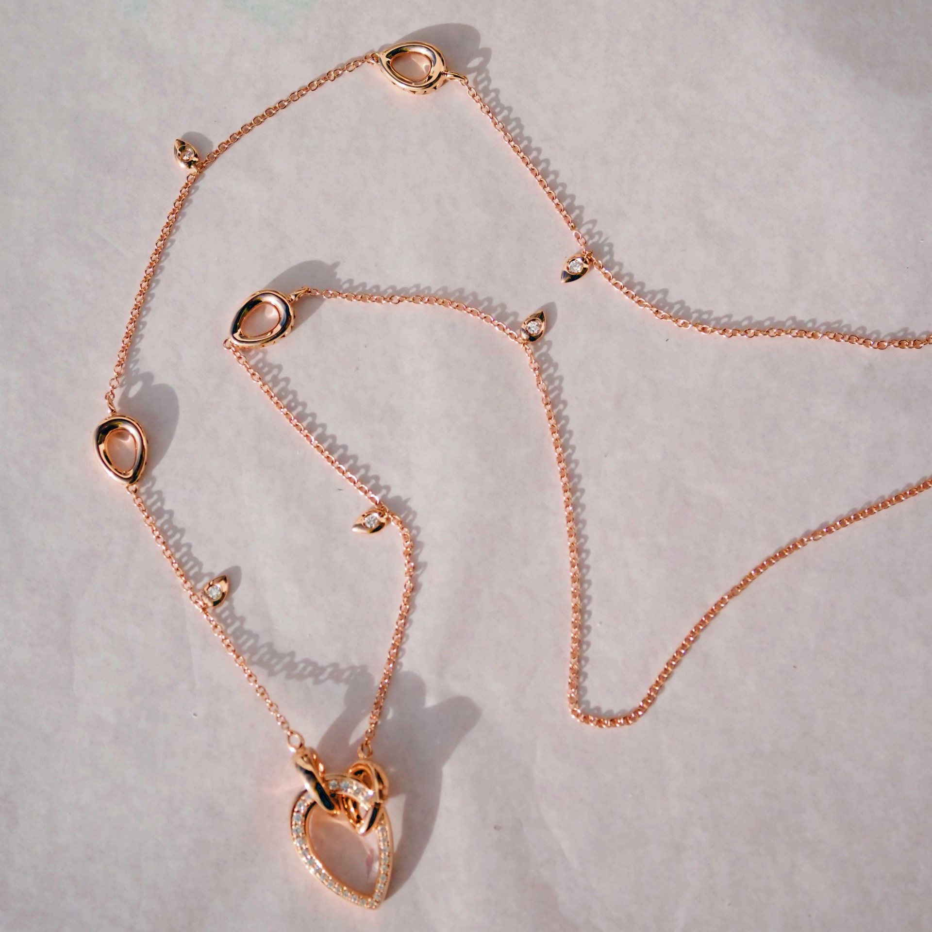 Brillant Collier 750er Rosegold 0.71 ct TW VS ...Bella Italia...hochwertige moderne Kette in 74 cm