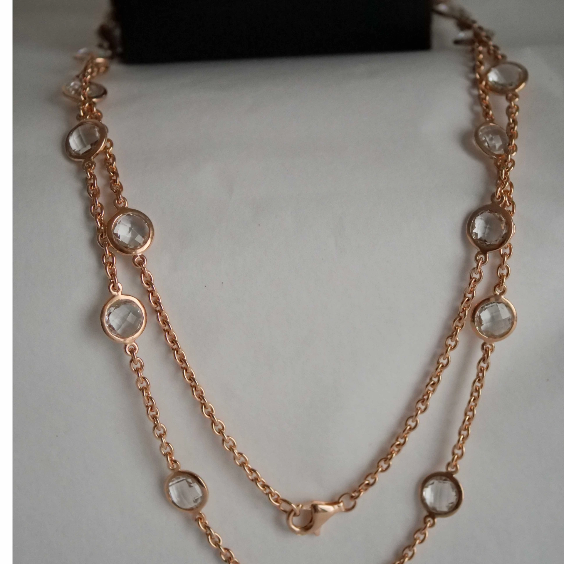 Chilango Kette Grand Palais White Quartz 925er Silber 18 kt Pink Gold Plated 10 mm