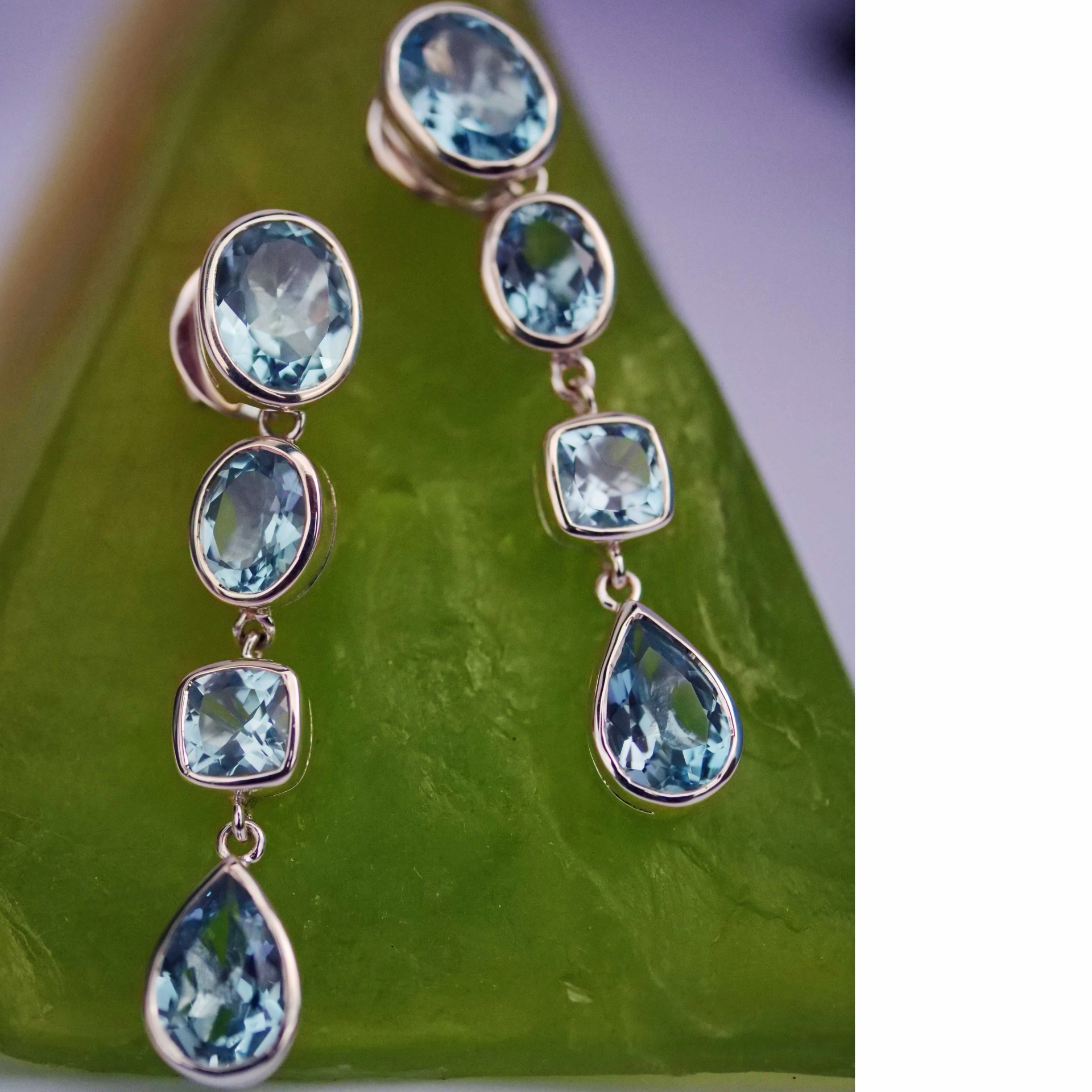 Original Chilango Ohrhänger Ocean Legends Blue Topaz 925er Silber aushängbar