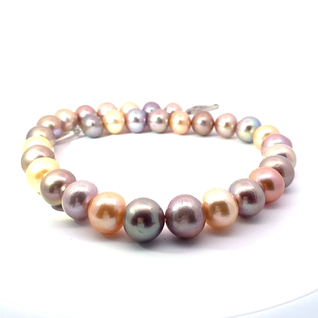 Ming Perlen Strang 8 bis 14 mm in Potato Formen 45 cm lang Multifarben toller Lüster AAAA