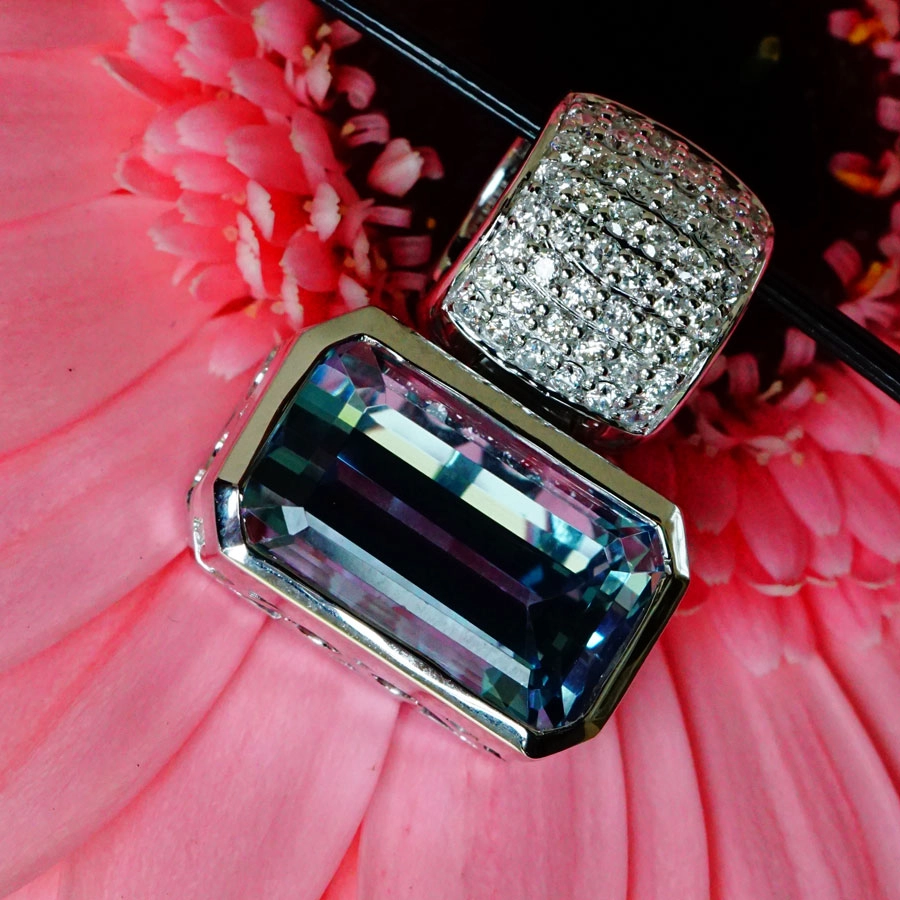 Aquamarin Brillant Anhänger 750er Weißgold 5.77 ct