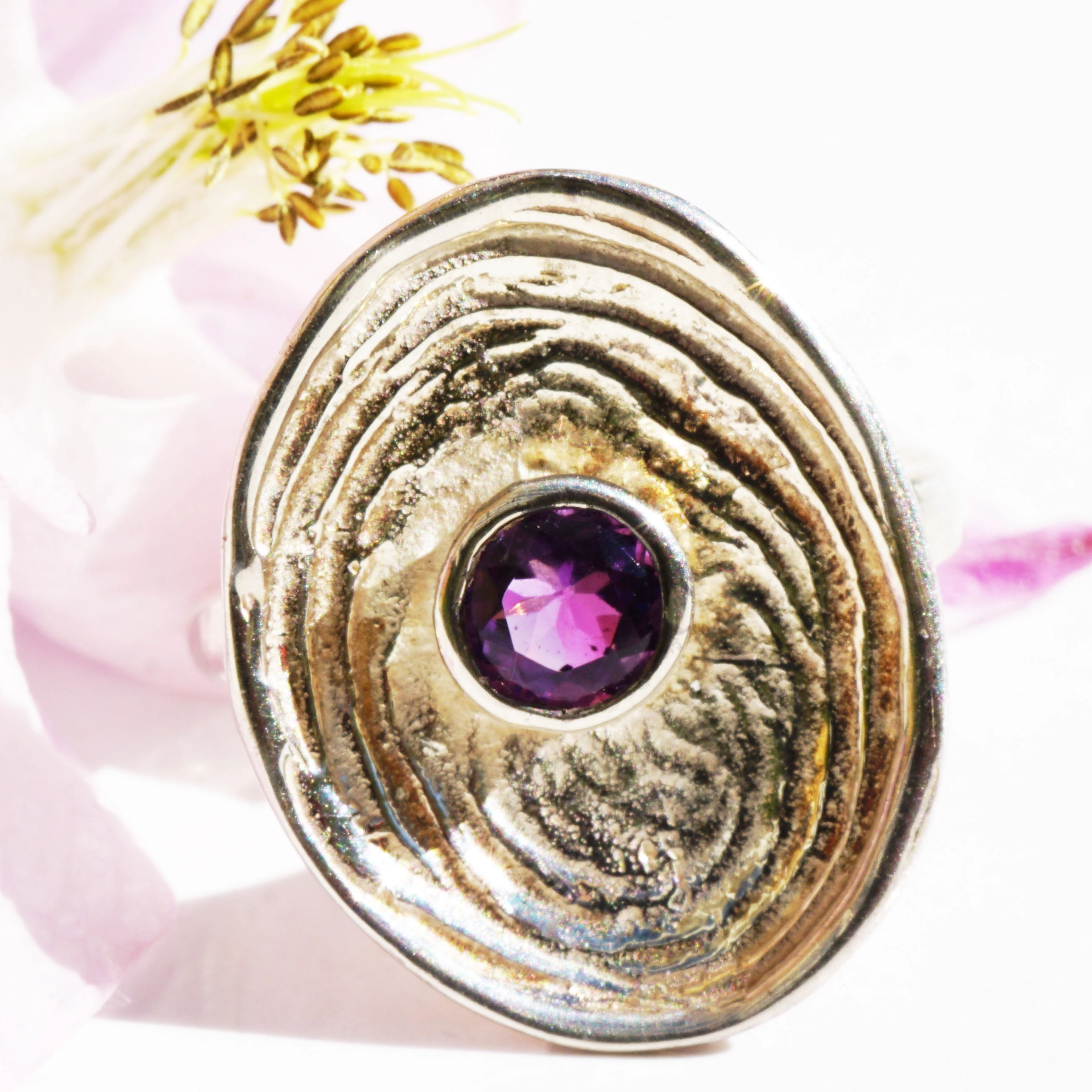 Amethyst Ring 925er Silber 20 x 16 mm ....Wasserwelle Handarbeit