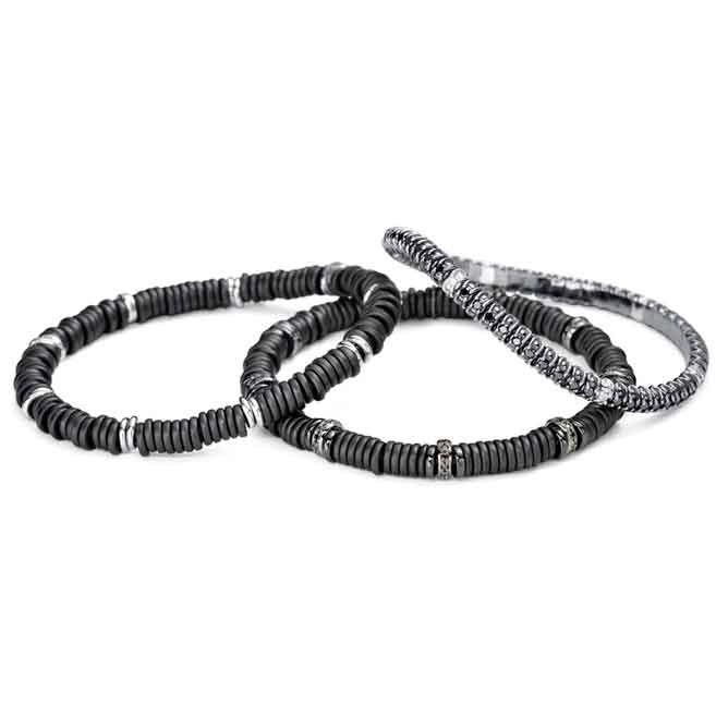 Brillant Armband LOOP Keramik schwarz facettiert 0.33 ct 750 Rosegold von Silhouette Schmuck Bentner