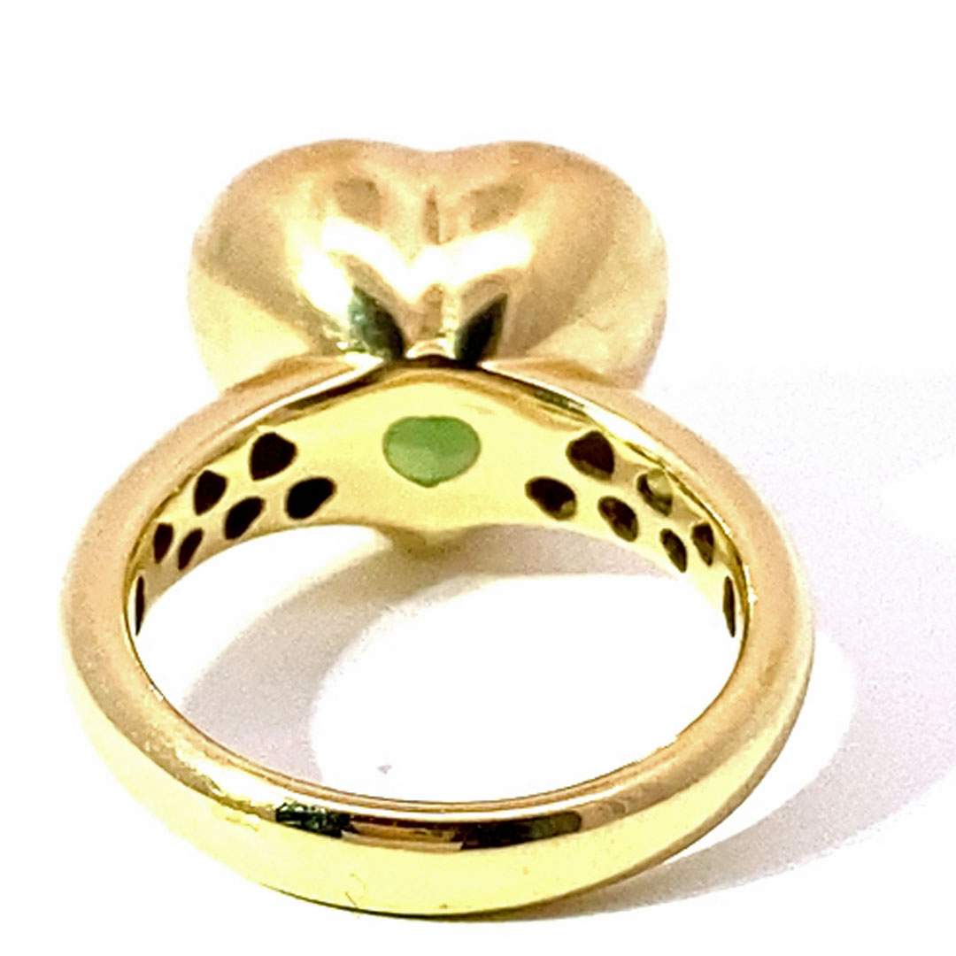 Peridot Herz Ring 750er Gelbgold 6.33 ct made in Valenza... ein grüner moderner Herzring  in massiv Gold