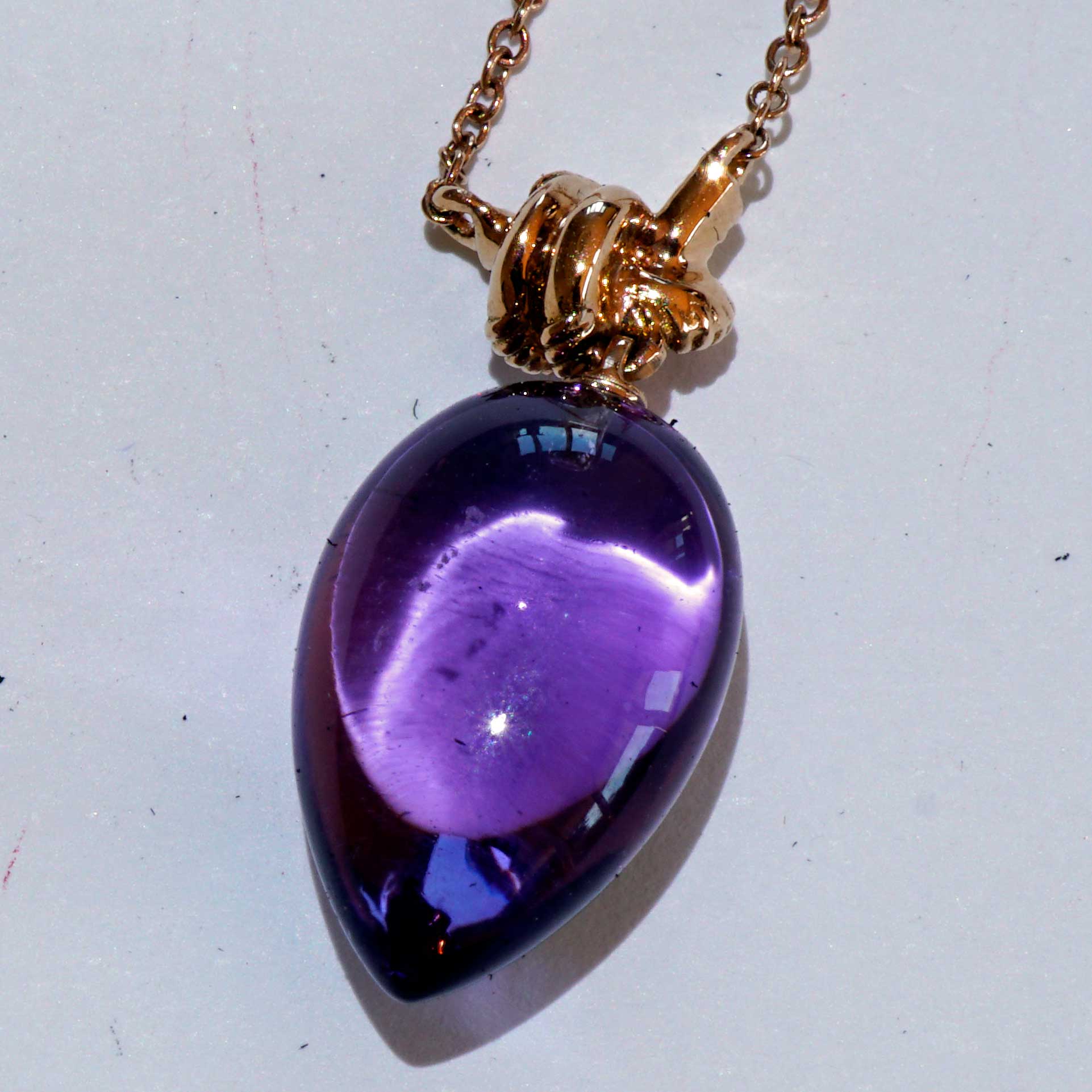 Für Segler... Anhänger mit Kette 750er Rosegold...zarte Knotenform mit großen Amethyst Drop