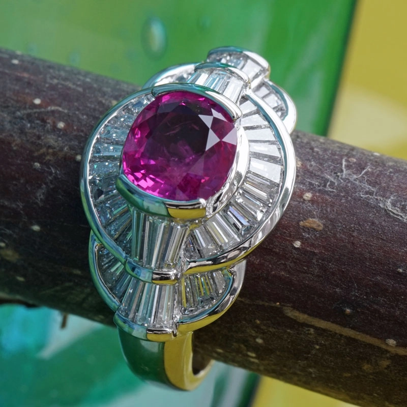 Rubin-Diamant-Ring-900er-Platin-1.35 ct-1.12 ct