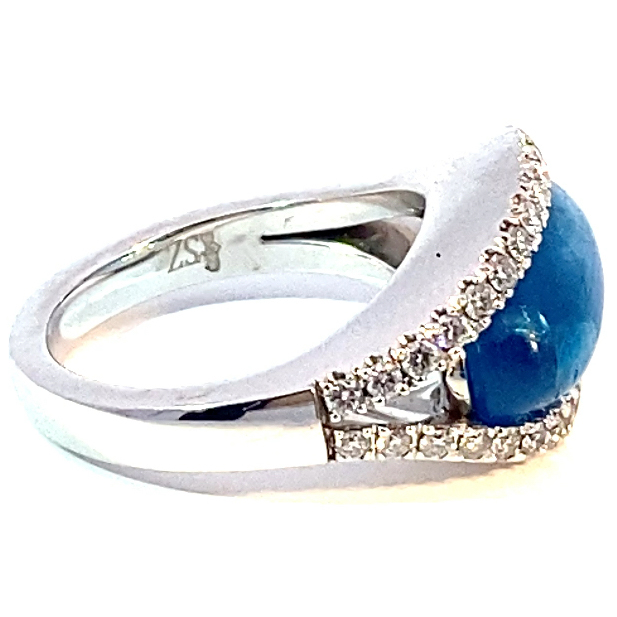 Paraibafarbener Neon Apatit Brillant Ring 750er Weissgold  7.50 0.66 ct TW VS Edelschmiede