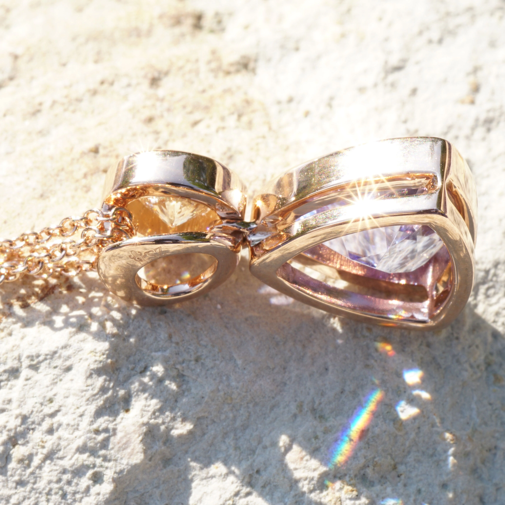 Tansanit Brillant Anhänger 750er Rosegold 0.53 ct 2.36 ct....IGI Zertifikat, edelste Farbenkombi