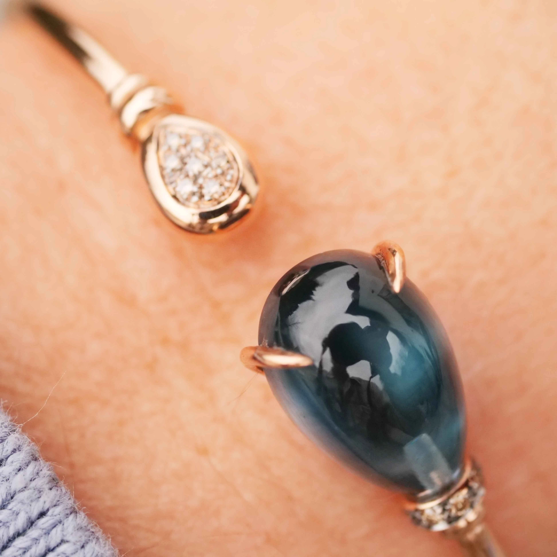 London Blue Blautopas Brillant Armreif 750er Rosegold Valenza .....bella Italia....hochwertige Ausf