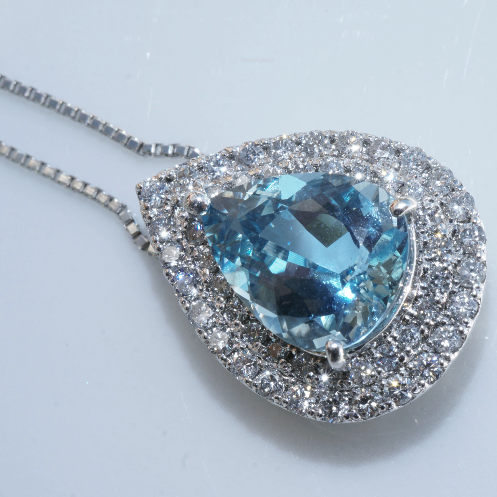 Santa Maria Aquamarin Brillant Anhänger 2.73 ct 0.63 ct Platin 950 intensive Farbbrillanz