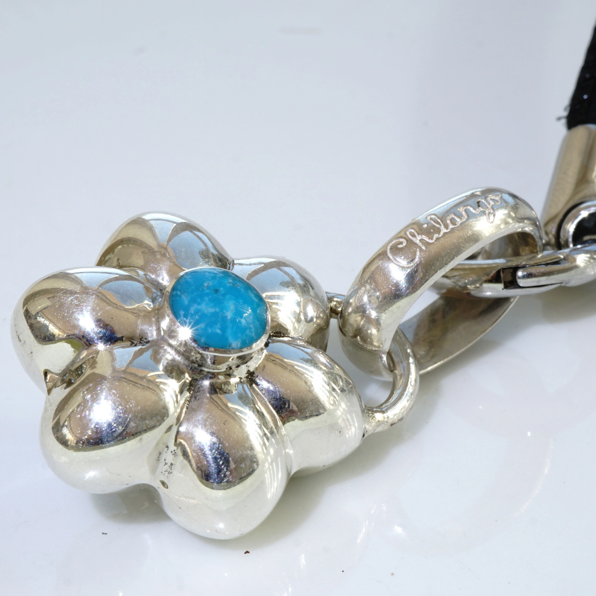 Original Chilango Anhänger Spring Flower mit türkiser Emaille 925er Silber