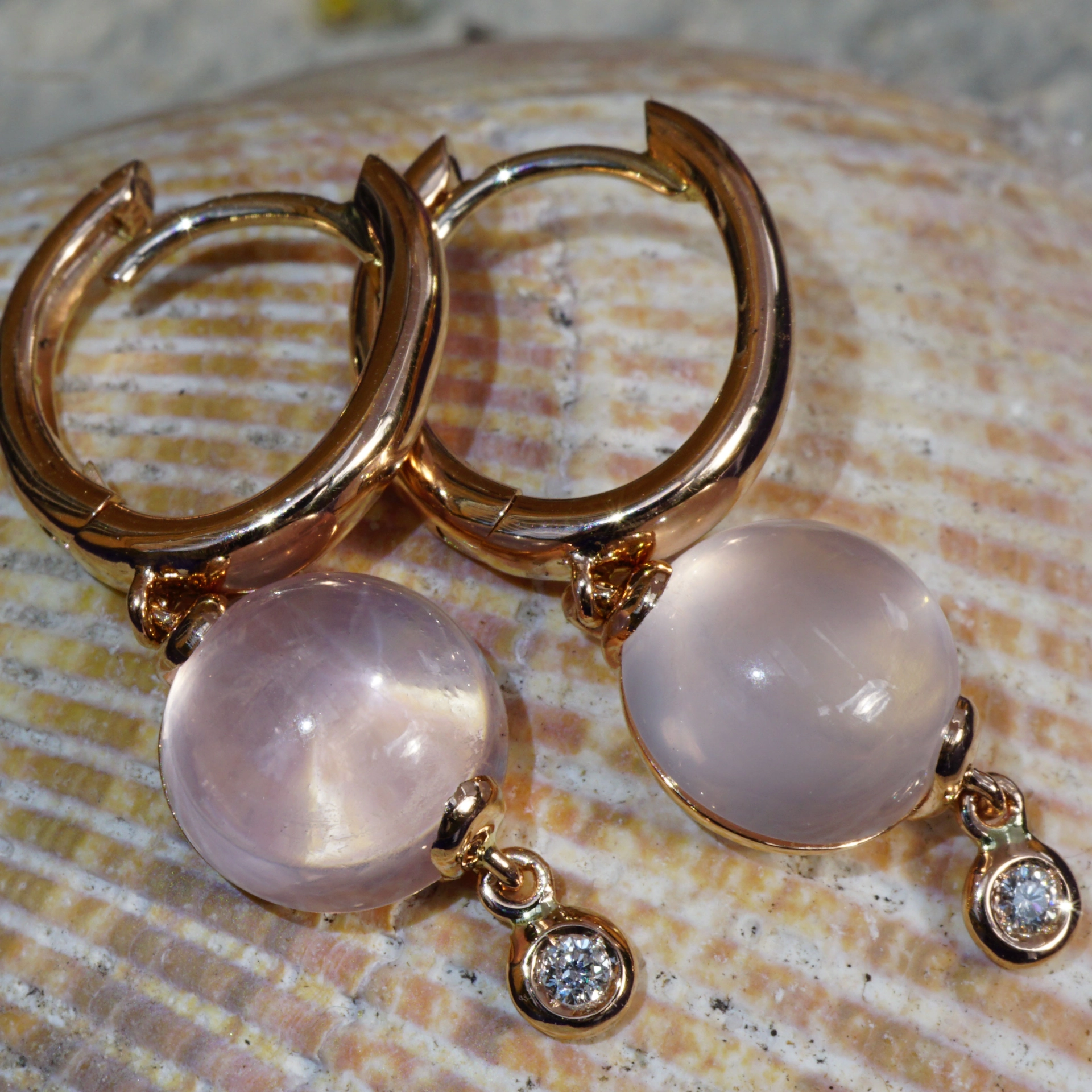 Ohrhänger Rosenquarz Brillant 750er Rosegold..Design aus Bella Italia...verzaubern den Tag