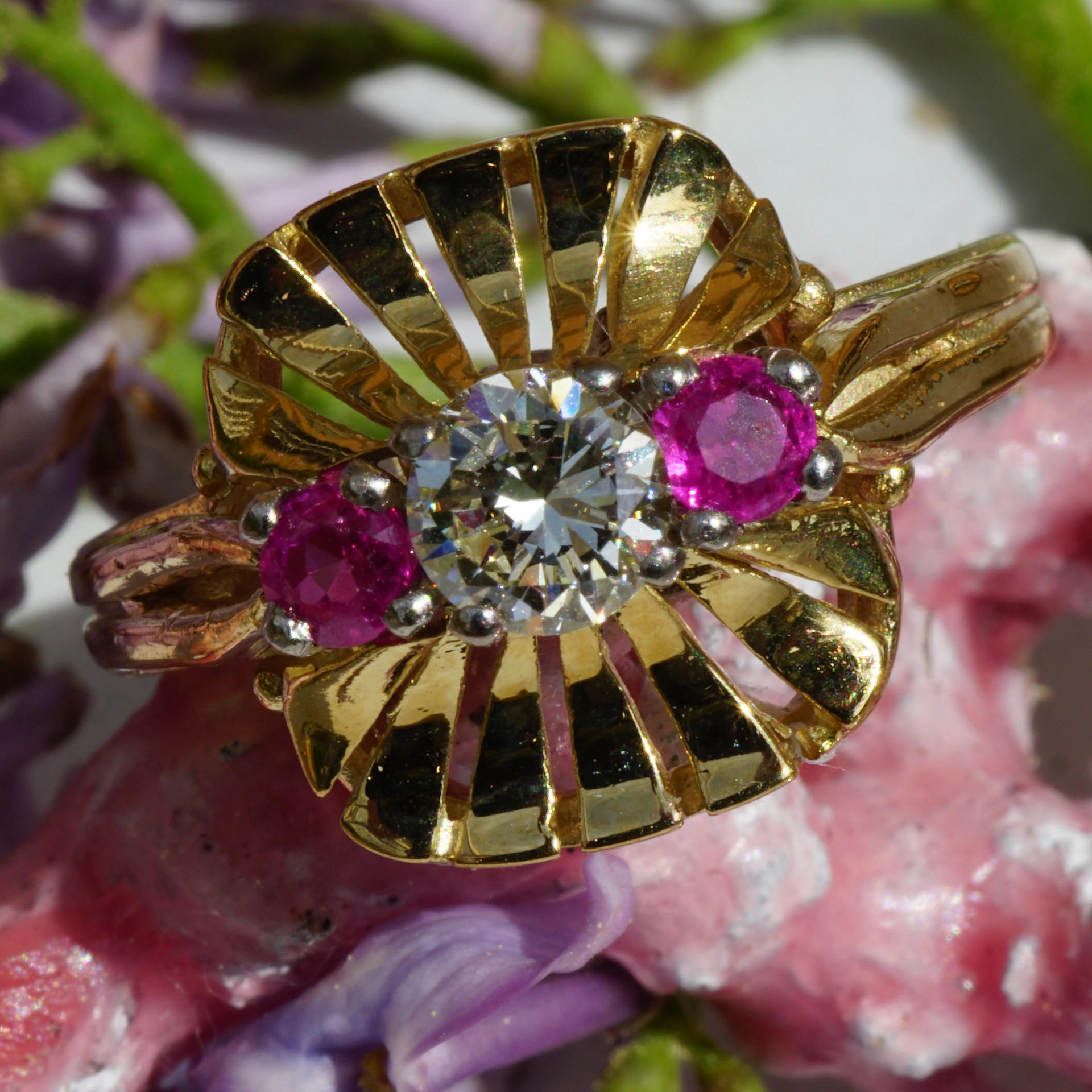 Rubin Brillant Ring 585er Gelbgold 0.40 ct weiss vvs top brillanz