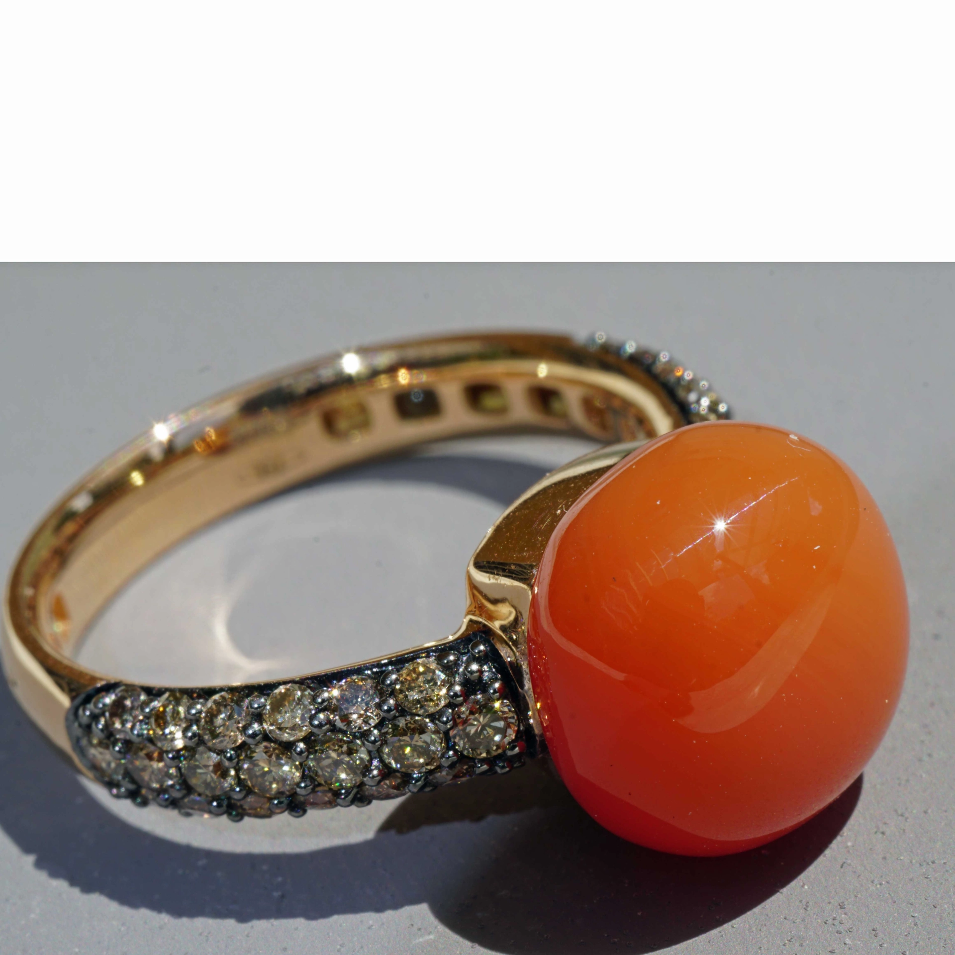 Mondstein Brillant Ring 750er Rosegold 7.30 ct 0.68 ct..elegante Winter Farben..liquid Impressions..