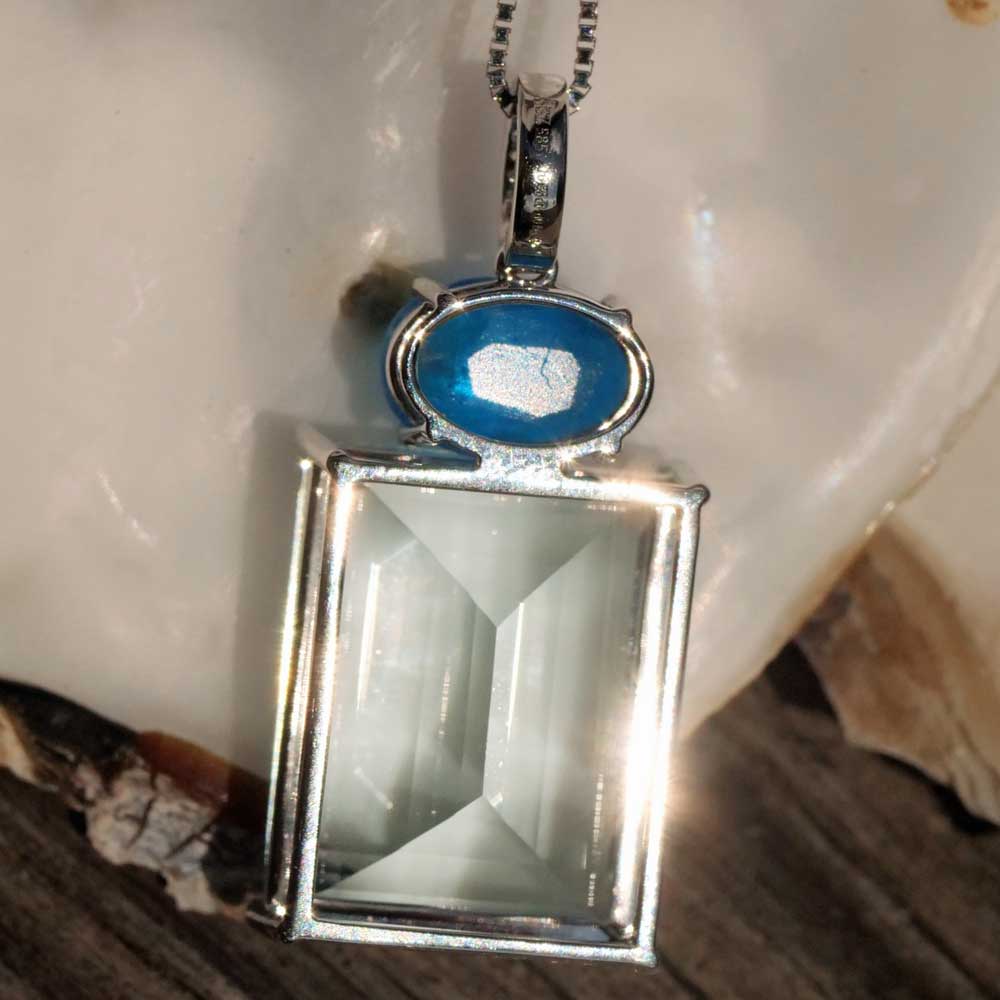 Aquamarin Neon Apatit Brillant Anhänger 585er Weissgold 15.46 1.39 0.05 ct....Was für Blautöne