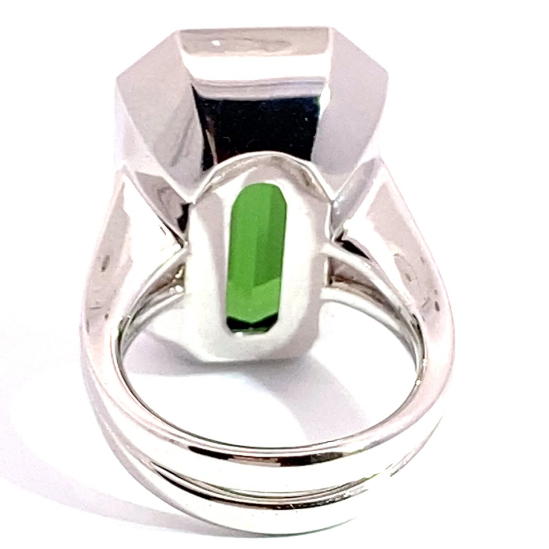 Statement Ring mit Brillanten und Turmalin Grün Augenrein aus Afghanistan 19.80 ct Investment Edelstein sehr feine Farbe 