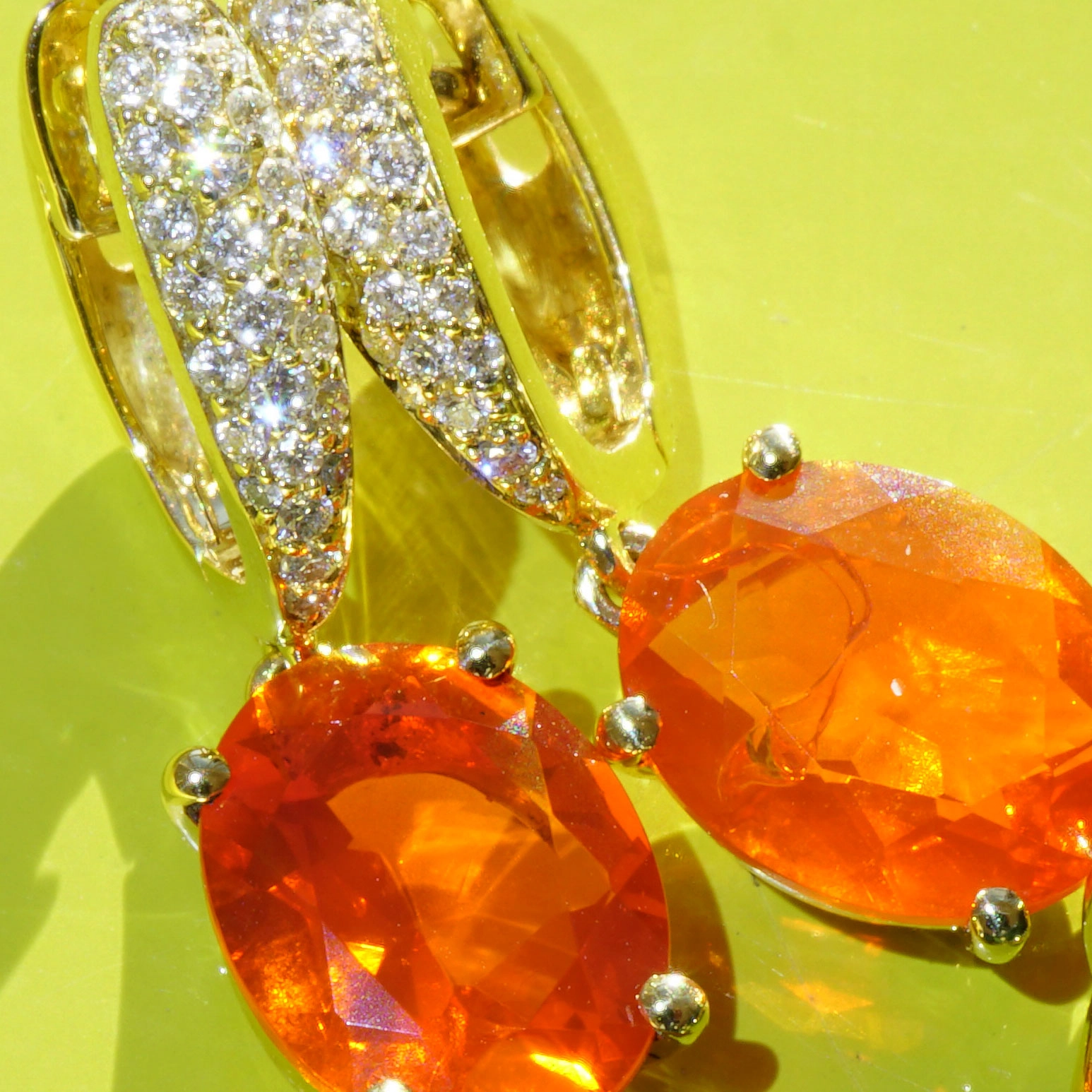 Topas Feueropal Brillant Ohrhänger 750er Gelbgold...Great Jewellery WOW Farben