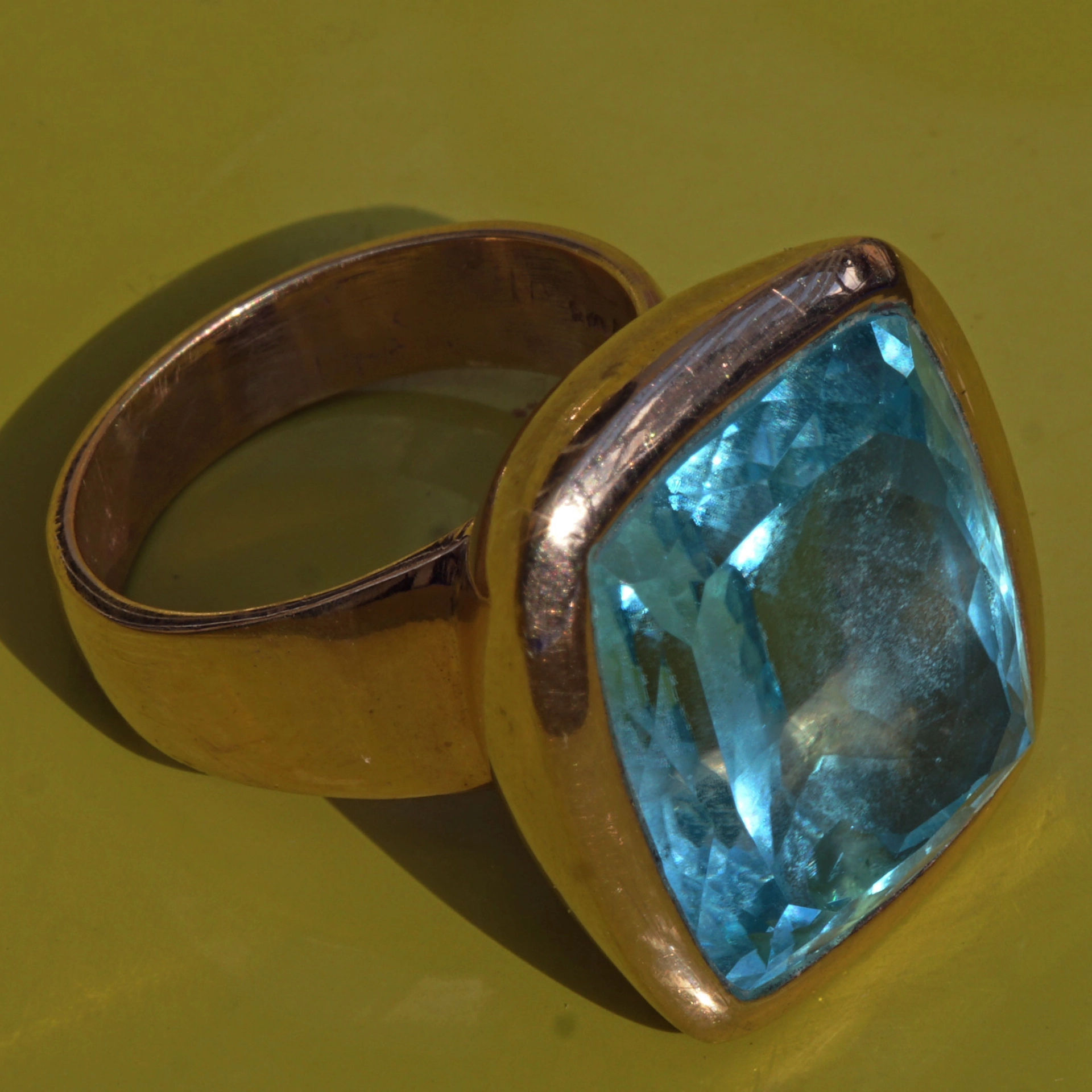 Blautopas Ring rosevergoldet 925er Silber XL Ring im moderen Stil 29 ct