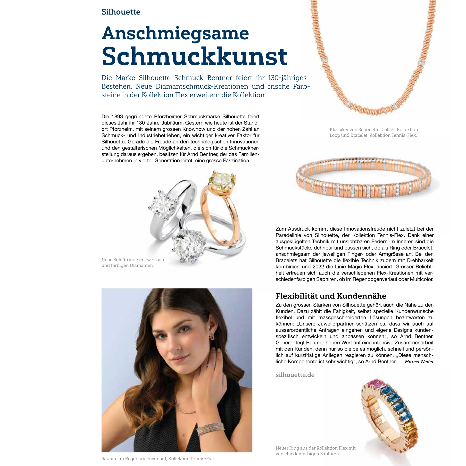 Brillant Armband LOOP Keramik schwarz matt 0.234 ct 585 Rosegold von Silhouette Schmuck Bentner