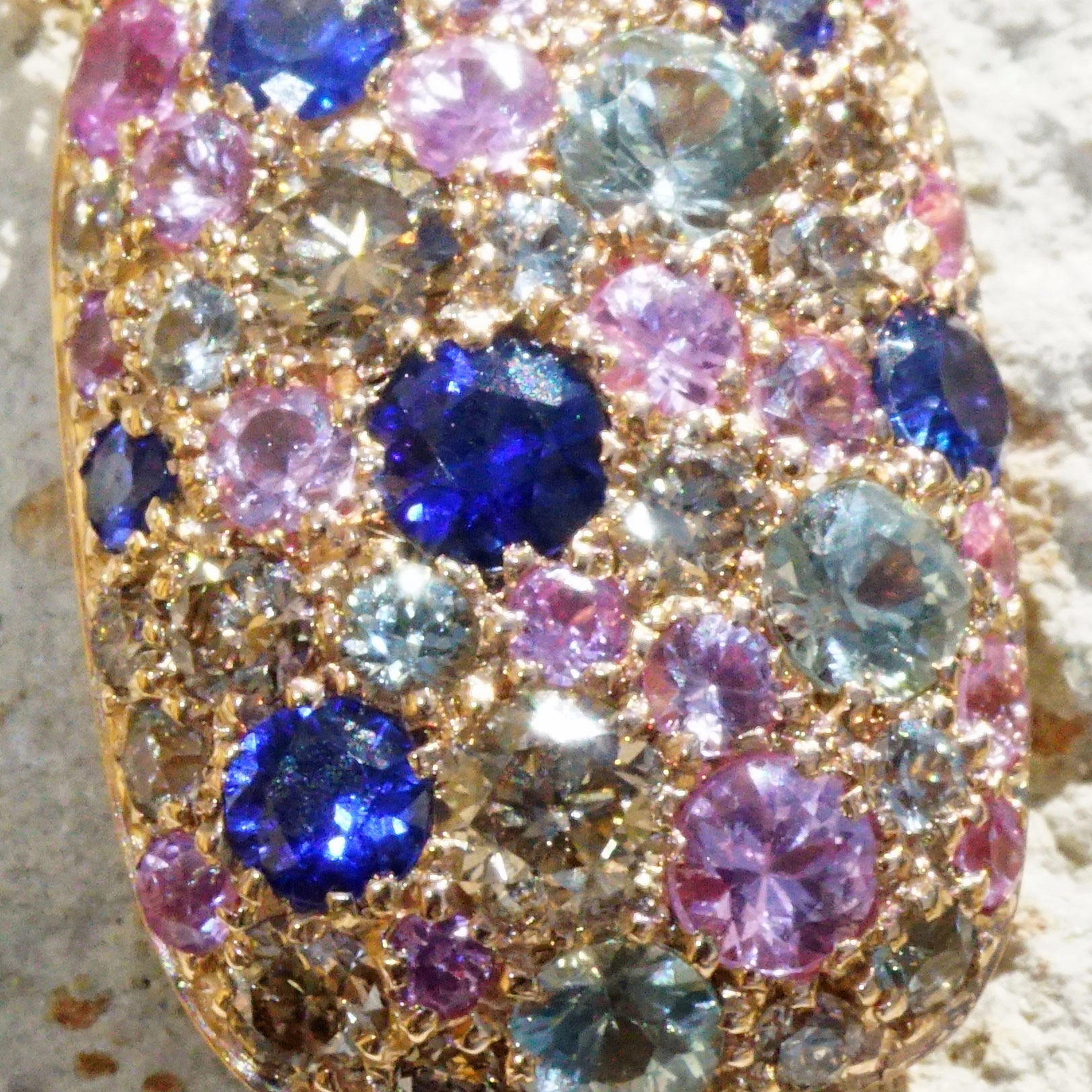 Saphir Brillant Ohrstecker 750er Rosegold...paradiesisches Dreierlei in Pastellfarben 2.54 ct 0.22 c