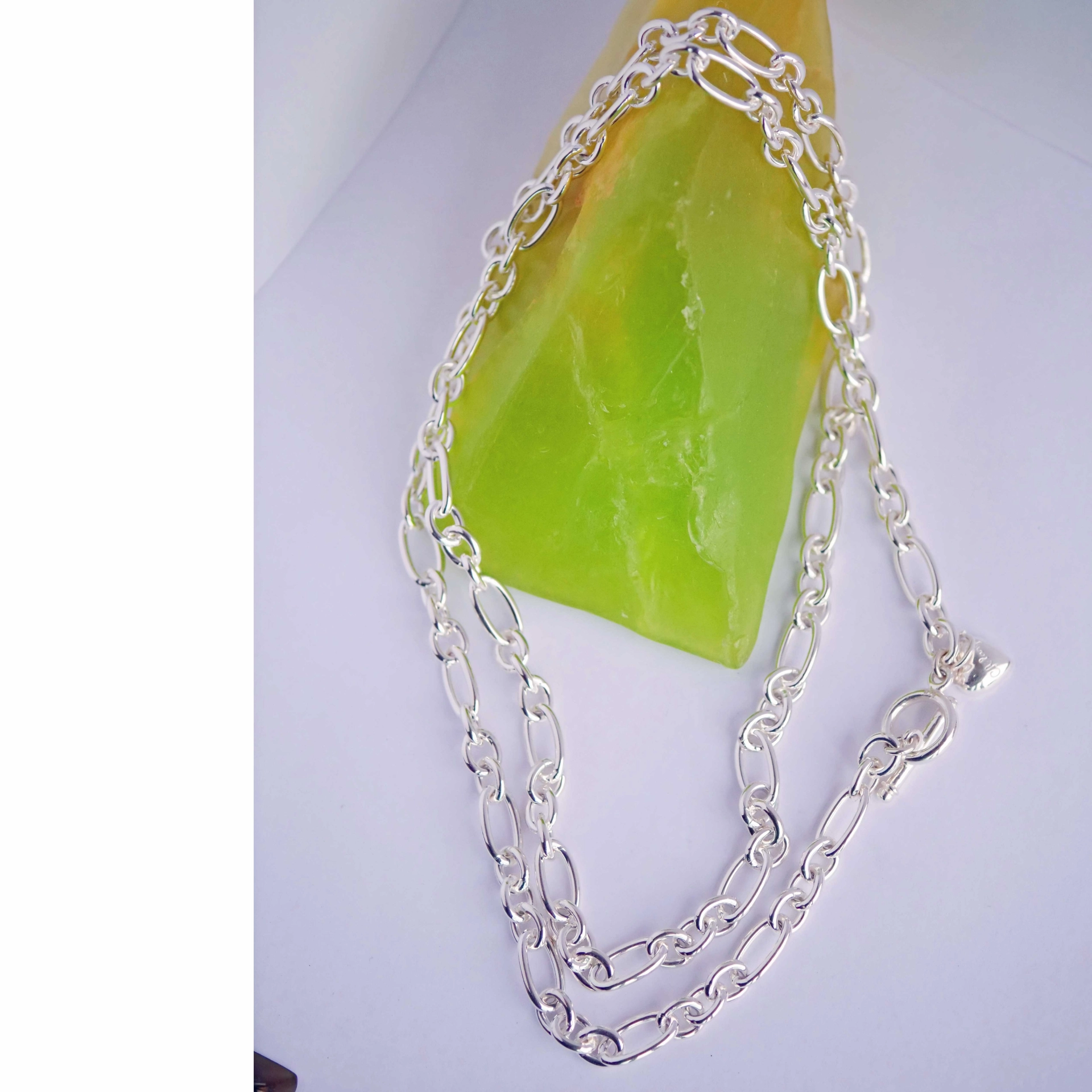 Chilango Kette Superior Figaro 85 cm 925er Silber 7,2 mm massive Kette mit Knebelverschluss