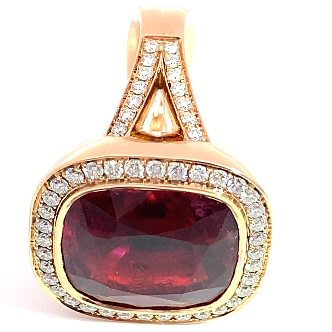 Rubellit Brillant Ring der Extraklasse AAA+  23.10 ct Afghanistan  rot-pink unglaubliche Leuchtkraft 750er Rosegold