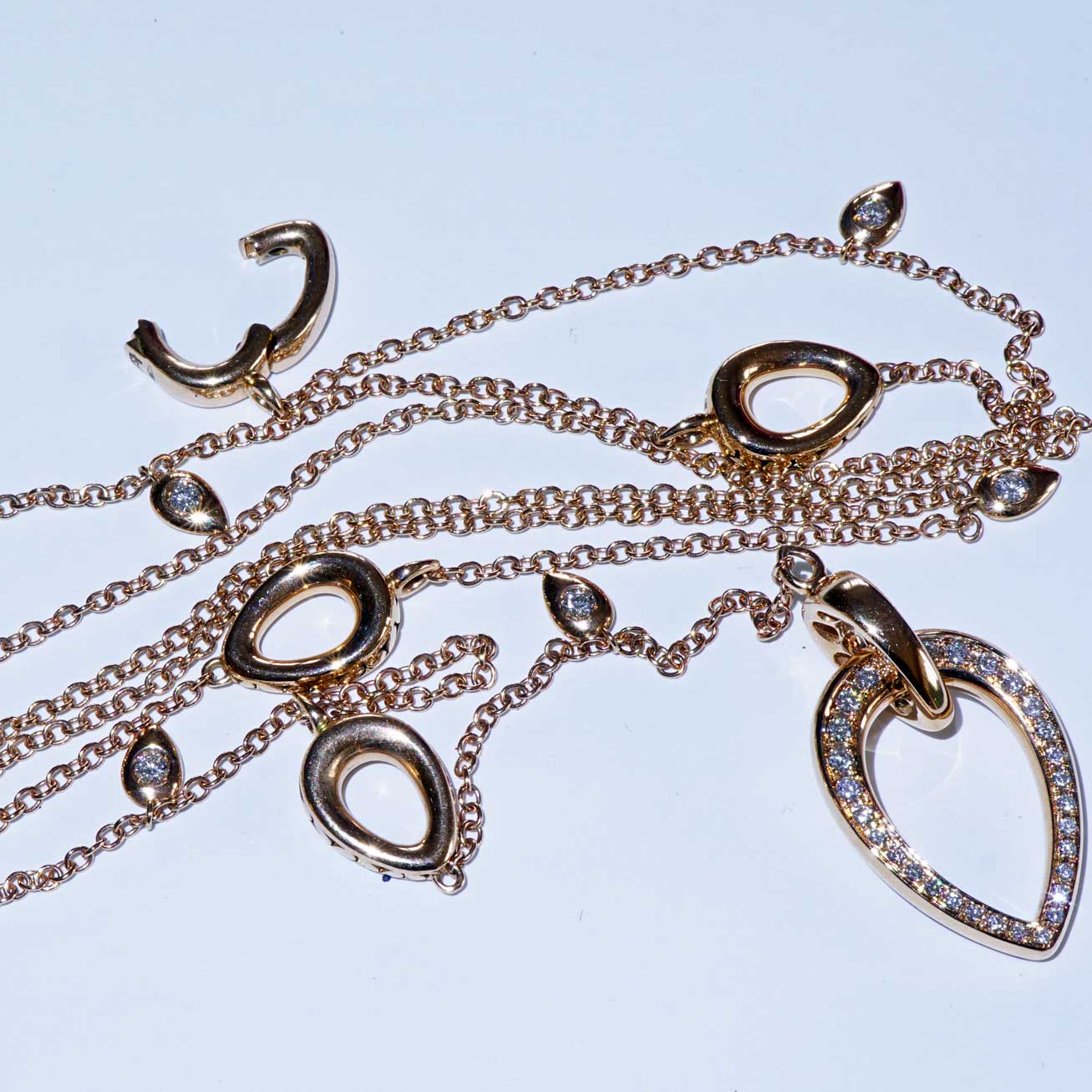 Brillant Collier 750er Rosegold 0.71 ct TW VS ...Bella Italia...hochwertige moderne Kette in 74 cm