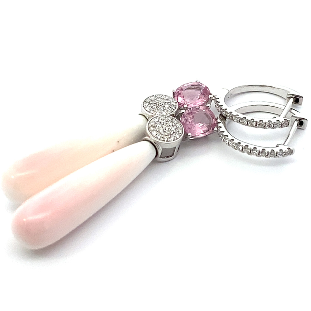 Spinell Brillant Perlmut Ohrhänger 750er Weissgold 0.47 ct TW VS Mine Tadschikistan 2.15 ct tolles Pink