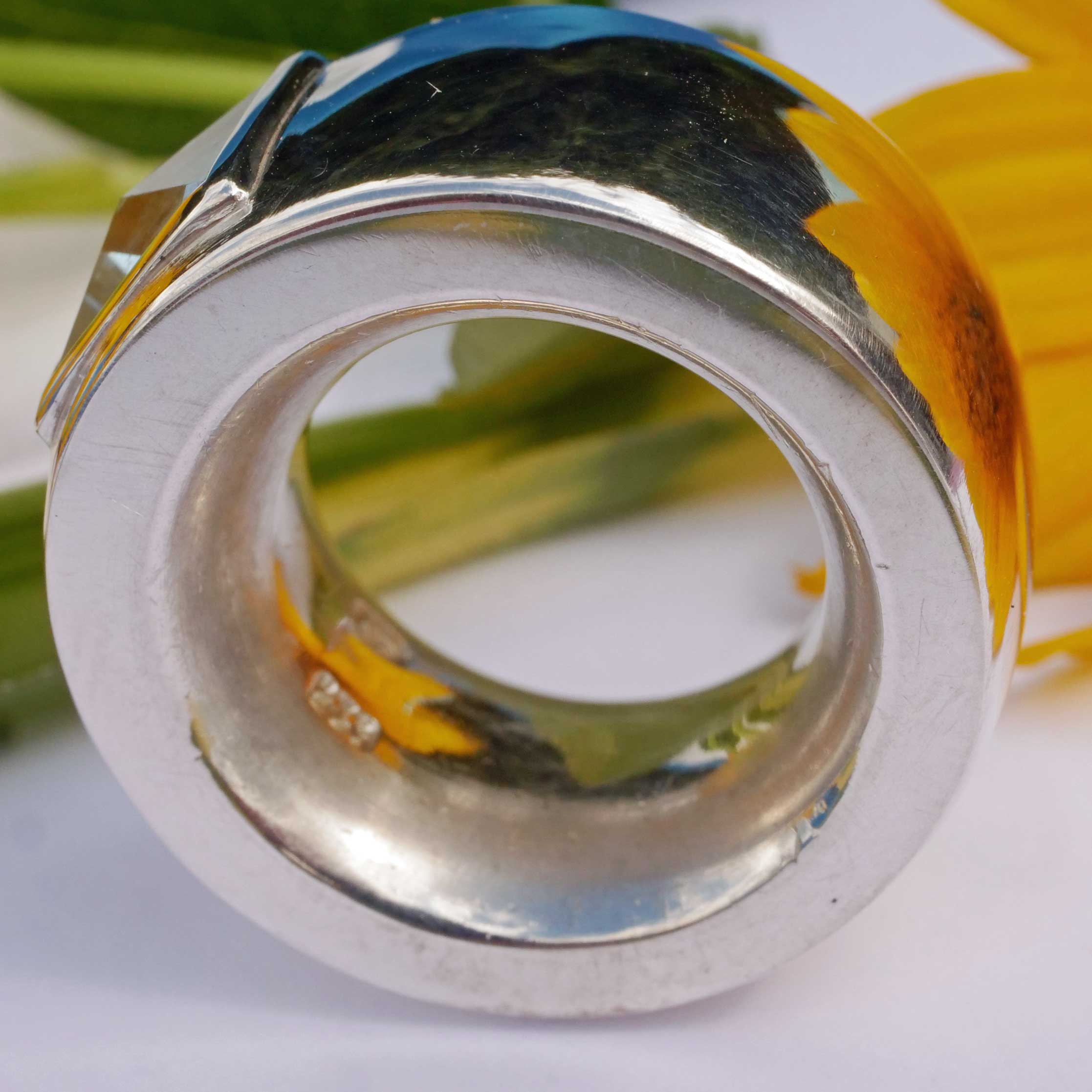 Original Schubart Blautopas Ring Düsseldorf 925er Silber 55 Gramm schwer poliert 