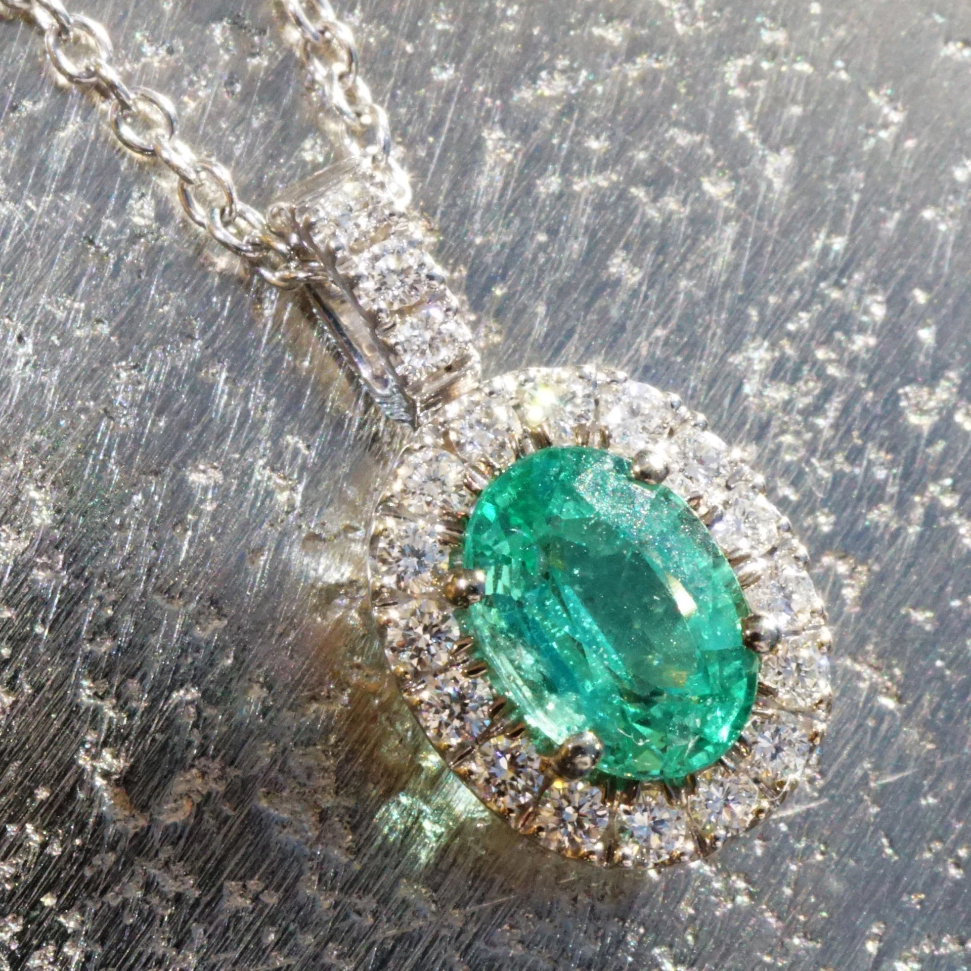 Smaragd Brillant Anhänger / Kette 750er Weissgold 0.73 ct 0.20ct....schönster Smaragd