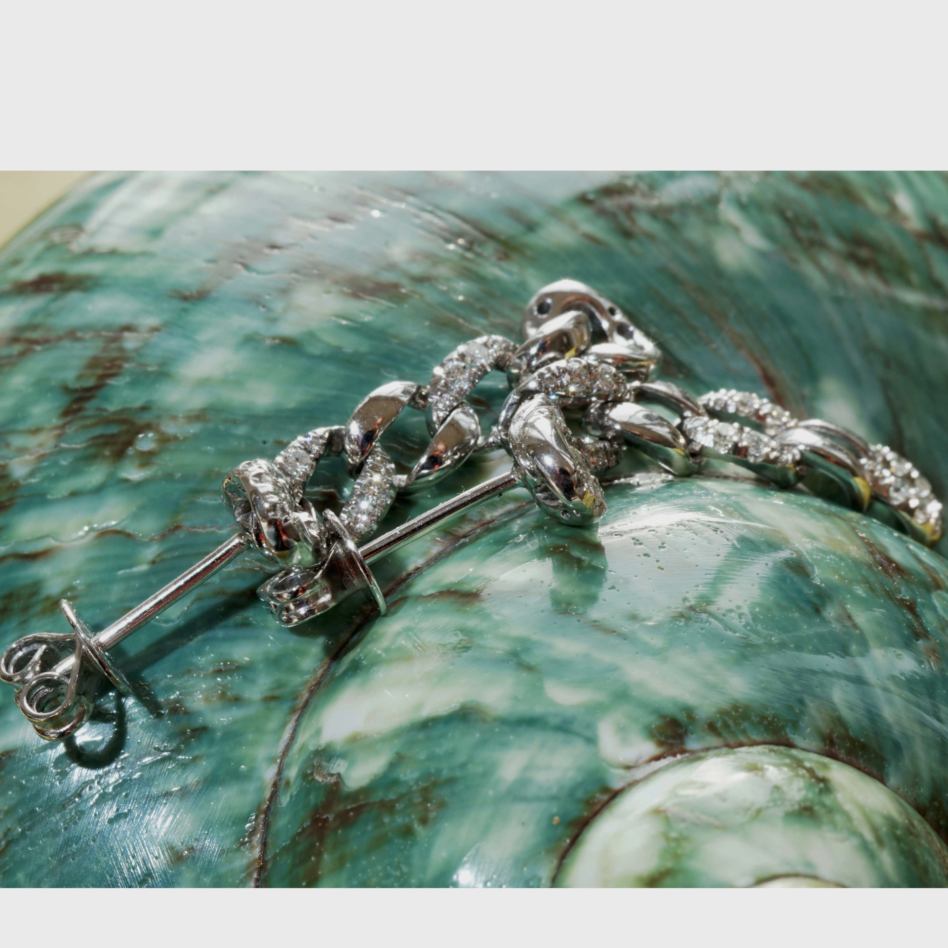 Brillant Ohrhänger Panzerkettenform 750er Weissgold 0.26 ct....perfekt zu Panzercolliers