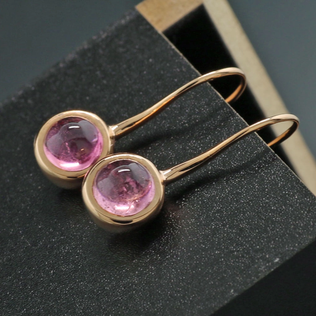 Turmalin Ohrhänger lang in 750er Rosegold