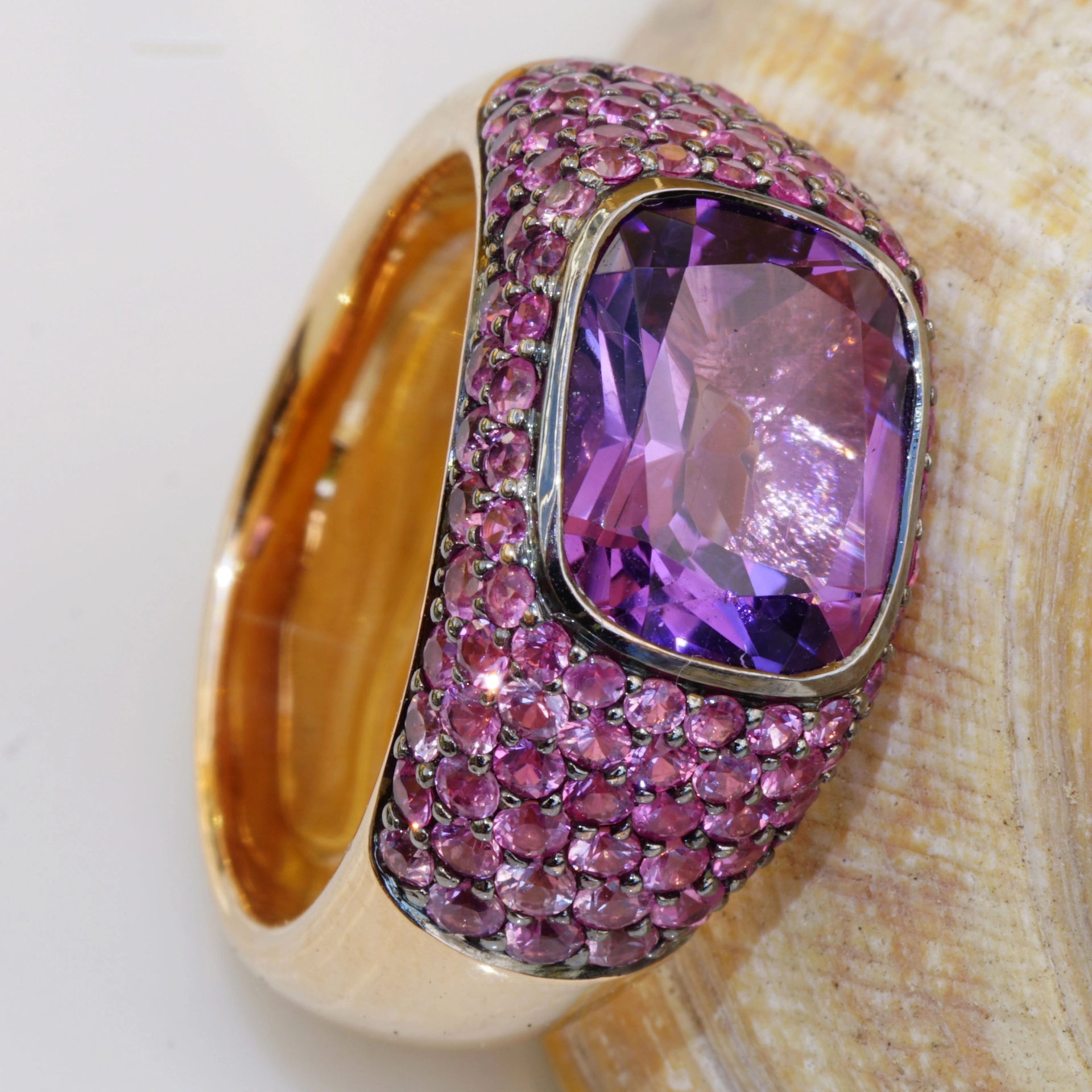Saphir Amethyst Ring 750er Rosegold...hochwertiger Edelsteinschmuck in aufregenden Farben