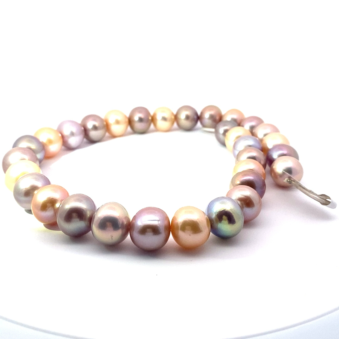 Ming Perlen Strang 8 bis 14 mm in Potato Formen 45 cm lang Multifarben toller Lüster AAAA