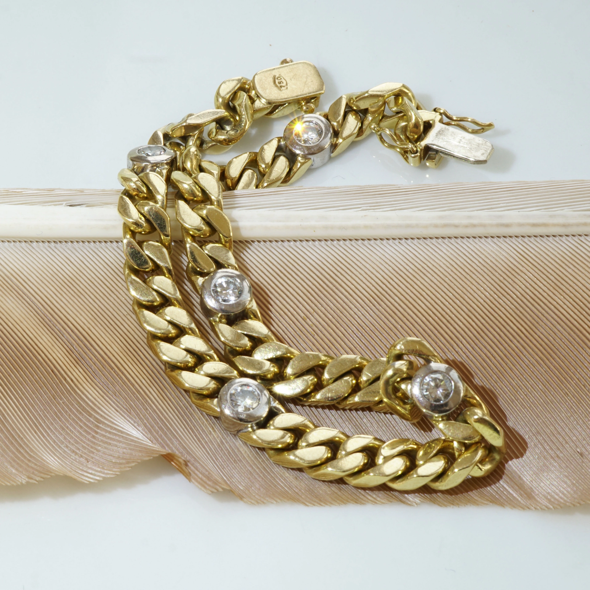 Brillant Panzer Armband 750er Gelbgold 40 Gramm 0.50 ct TW VS-SI 21,5 cm lang