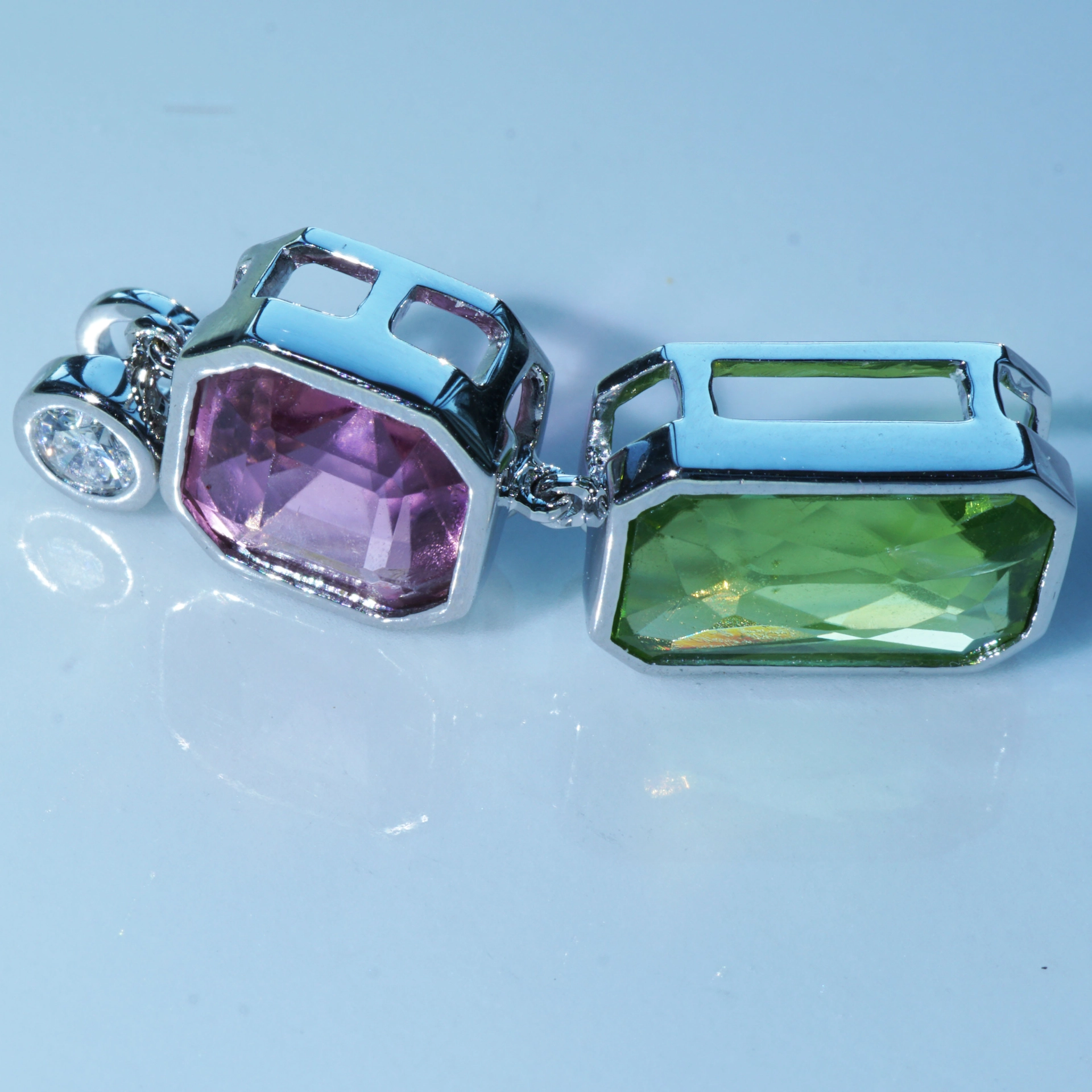 Turmalin Brillant Peridot Anhänger 750er Weissgold TOP FARBEN Afghanistan
