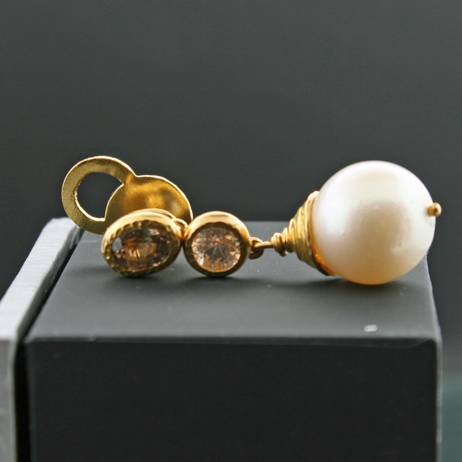 Zirkonia Südsee Zuchtperl Ohrhänger Silber vergoldet great big and blinky