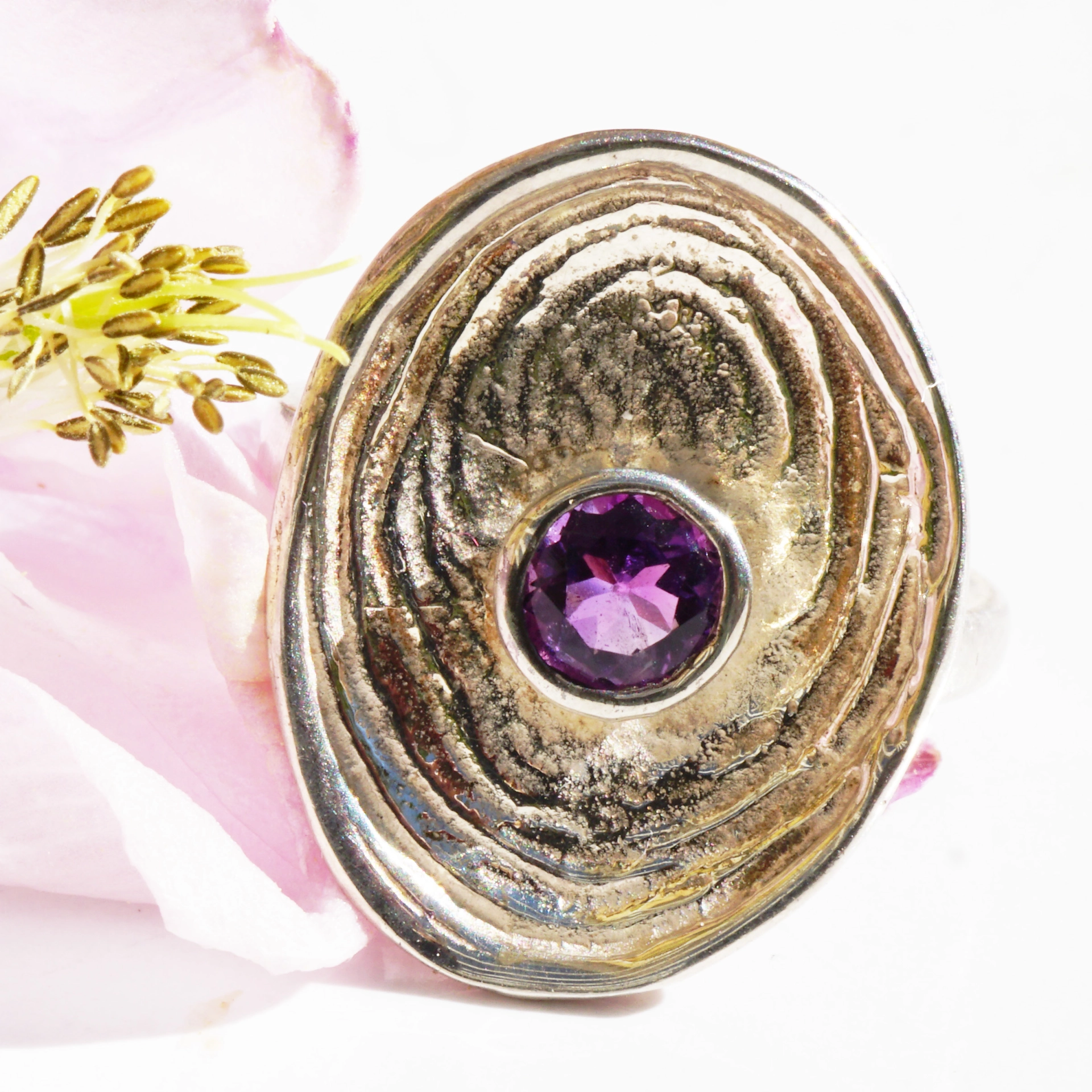 Amethyst Ring 925er Silber 20 x 16 mm ....Wasserwelle Handarbeit