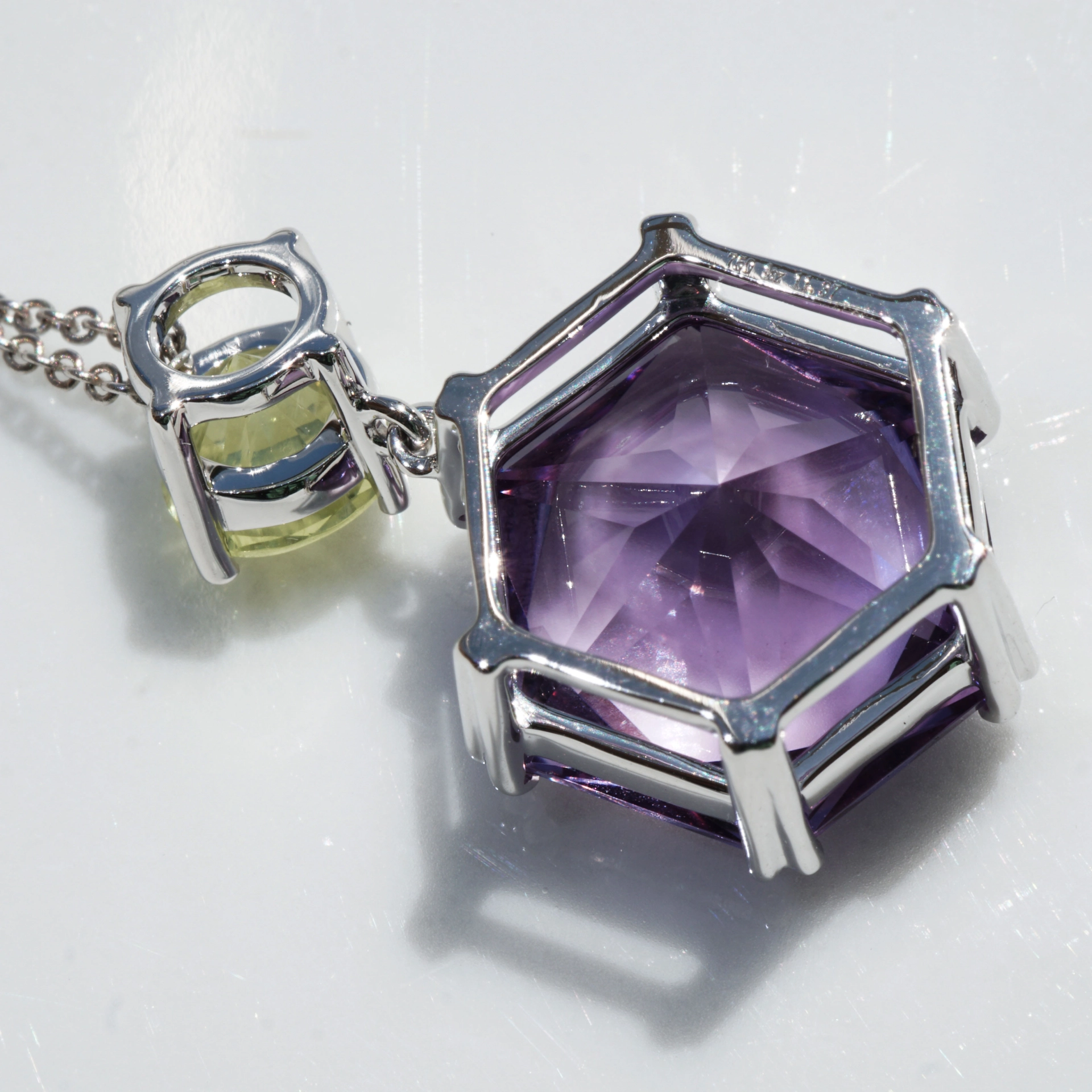 Chrysoberyll Amethyst Stern Anhaenger m. Kette 750er Weissgold...violett und neon gelb...grandios