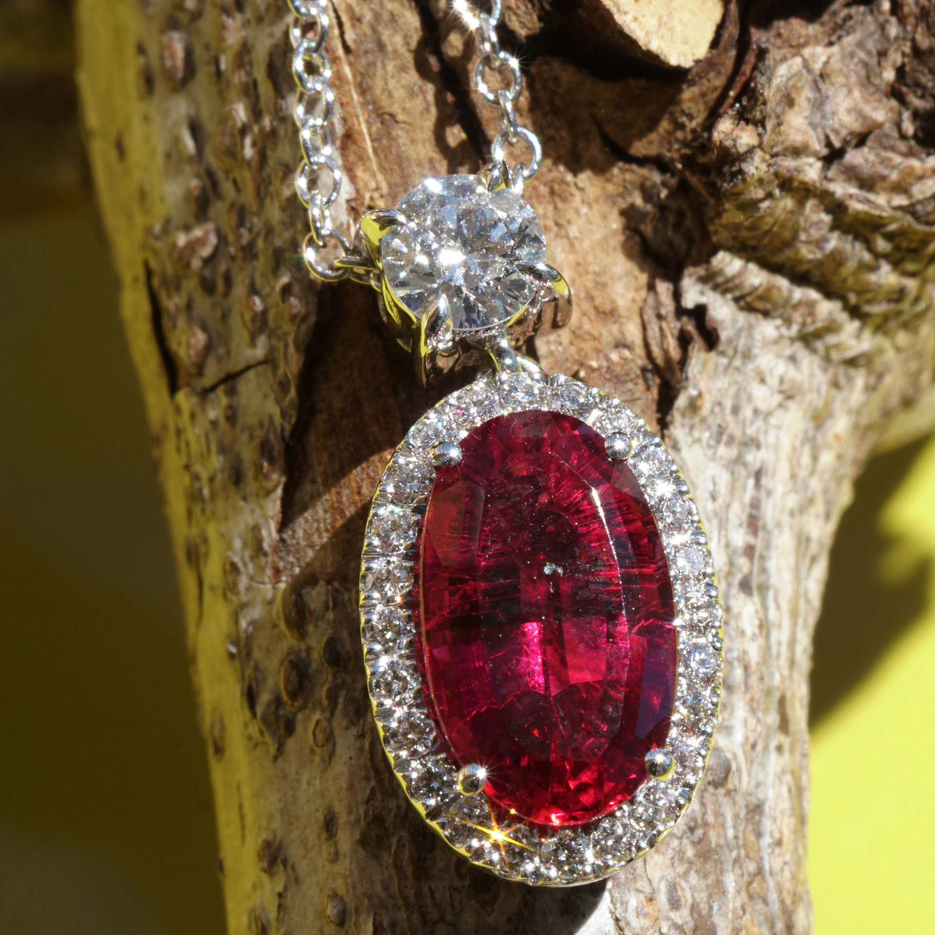 Rubelith Brillant Anhänger m. Kette 750er Weissgold aus Traditionsgoldschmiede...märchenhaft schön