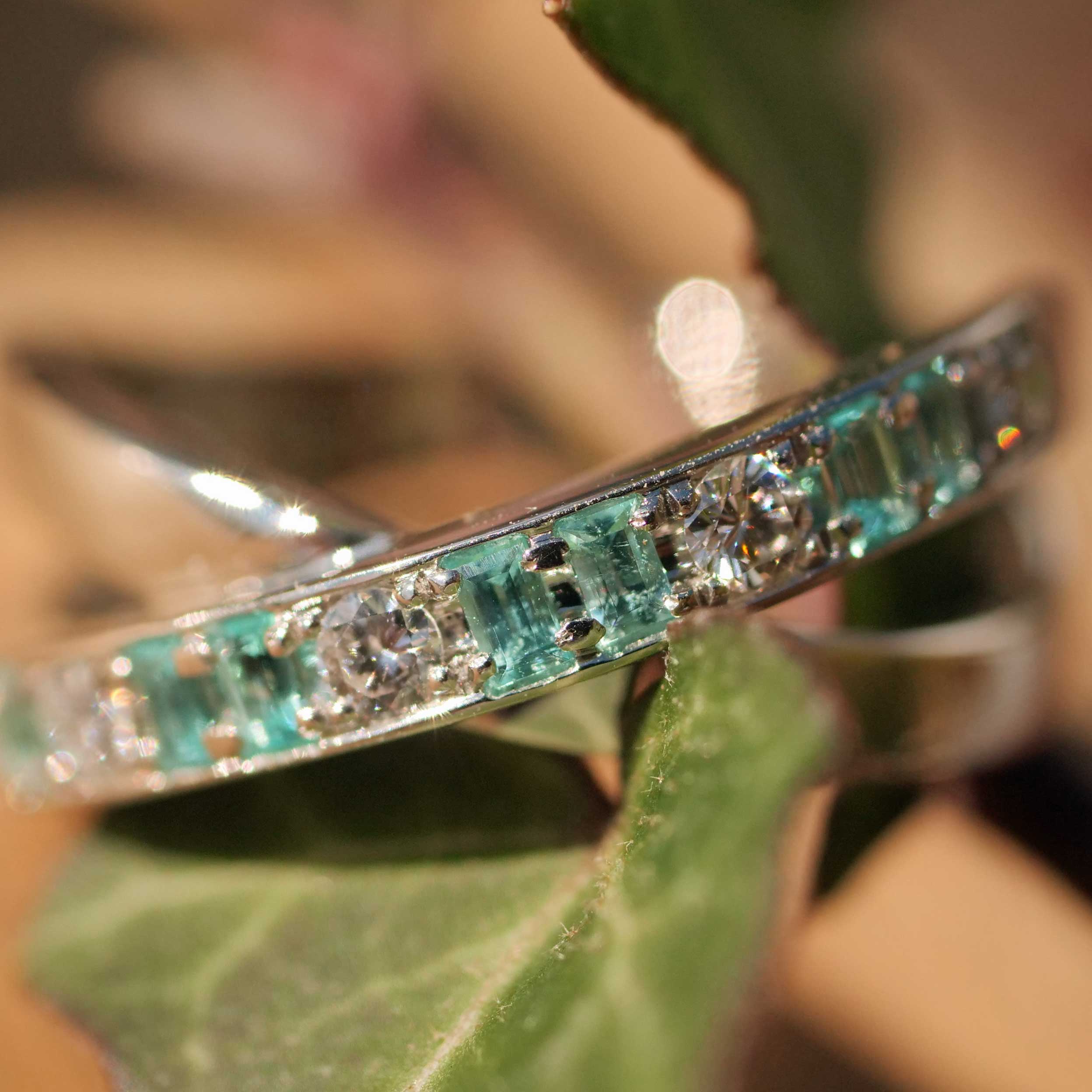TOP Selection Paraiba Brillant Ring 0.17 ct 0.16ct 950er Platin mit besonders reinen Edelsteinen