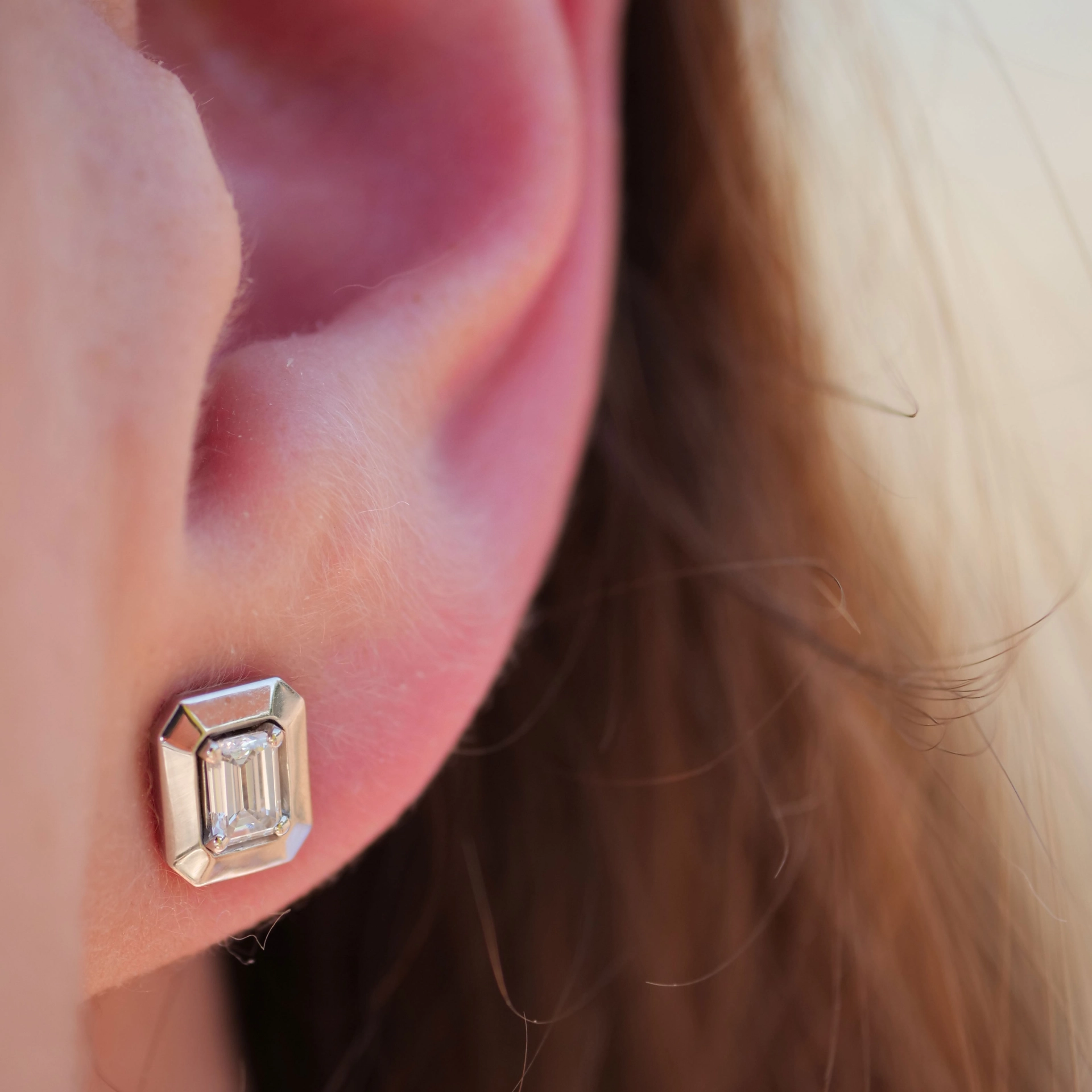 Diamant Emeraldcut Ohrstecker 0.40 ct 750er Weissgold TW VS made in Italy massiv