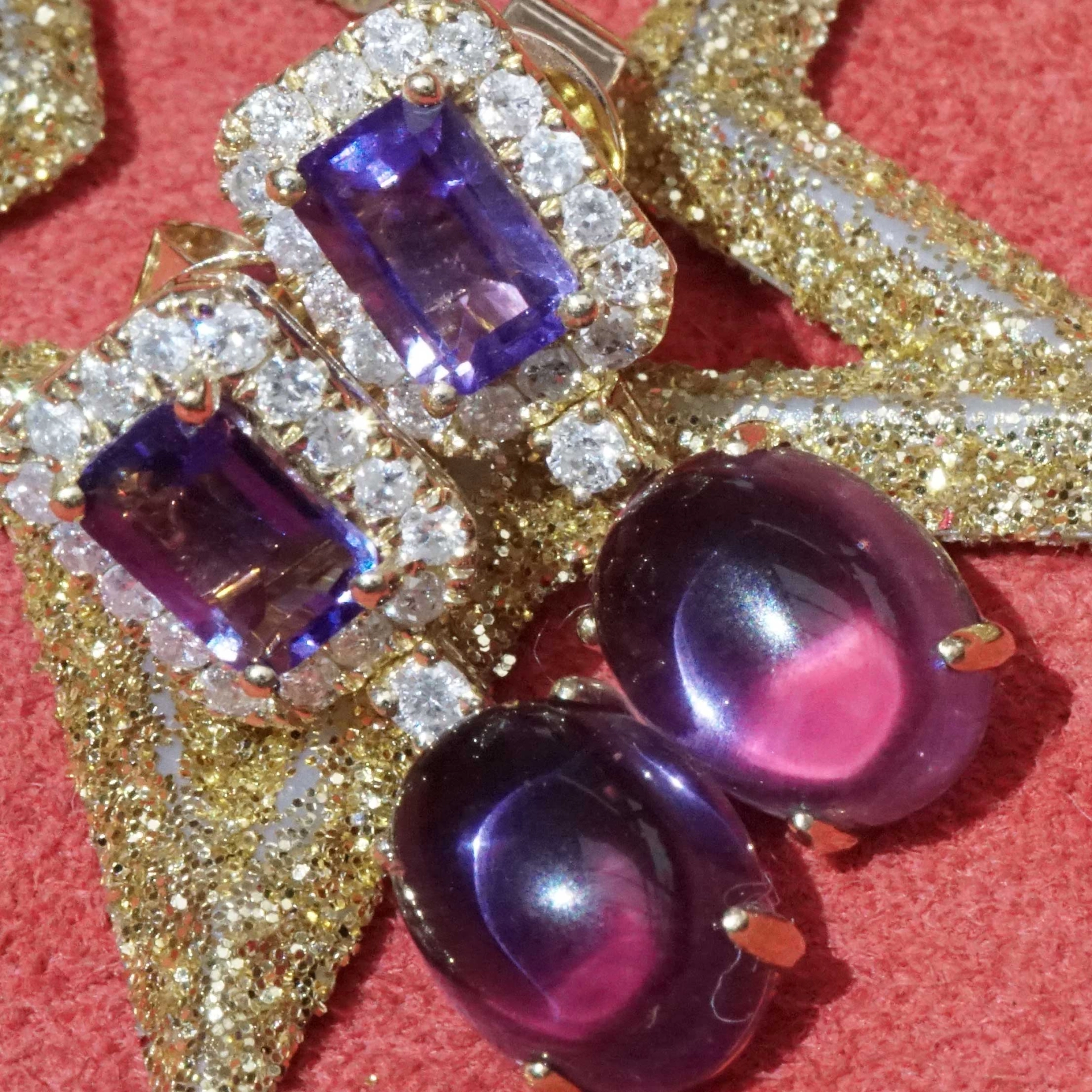 Amethyst Brillant Ohrhänger 750er Gelbgold 4.60 ct 0.40 ct...die Farbe Lila zum Verlieben