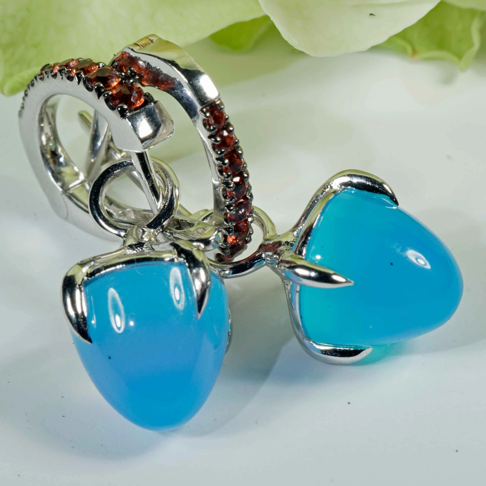 Saphir Paraiba-Achat Ohrhänger 750er Weissgold...Italienische Lebensfreude pur