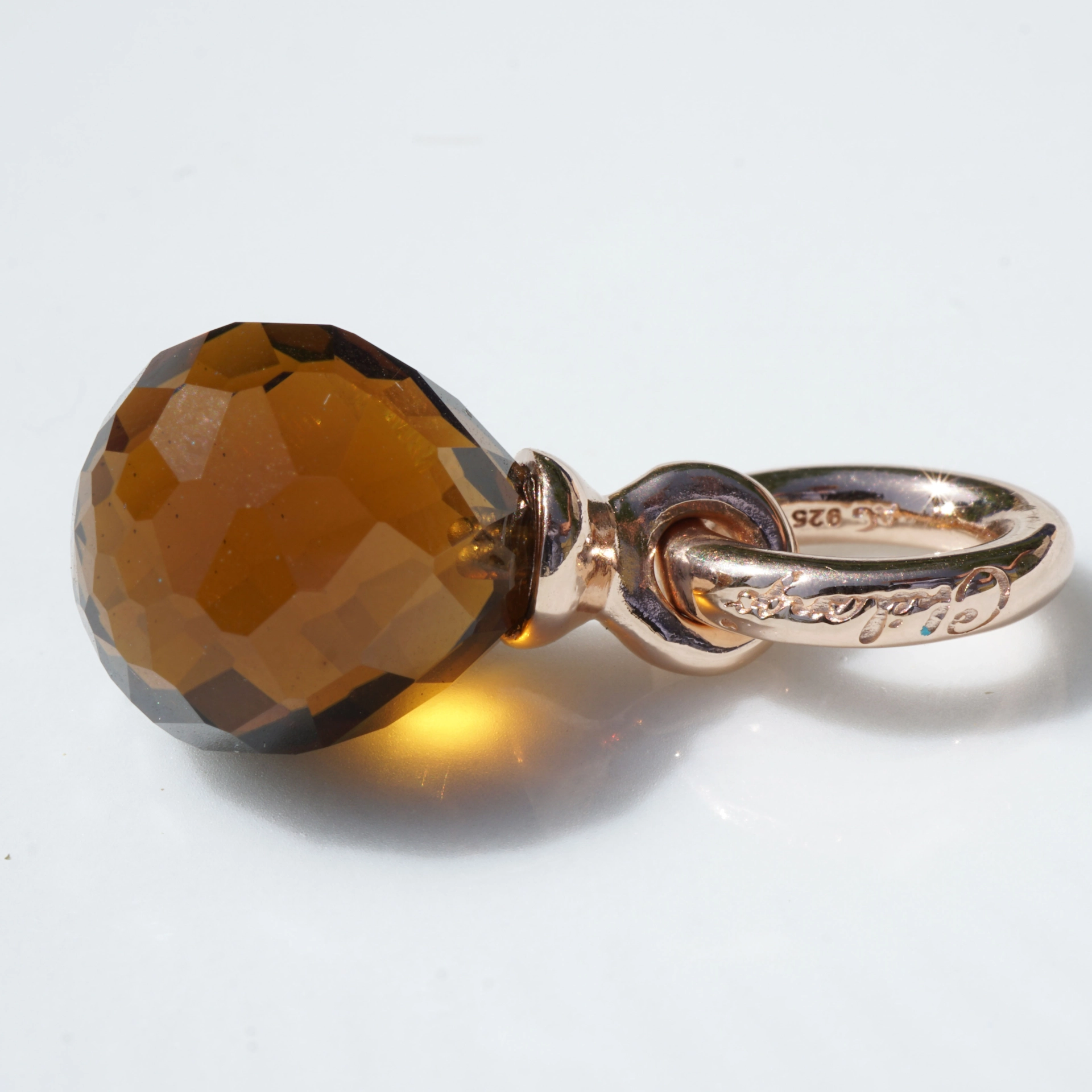 Original Chilango Whisky Quartz Anhänger Pample Star 925er Silber rosevergoldet toller Schliff-