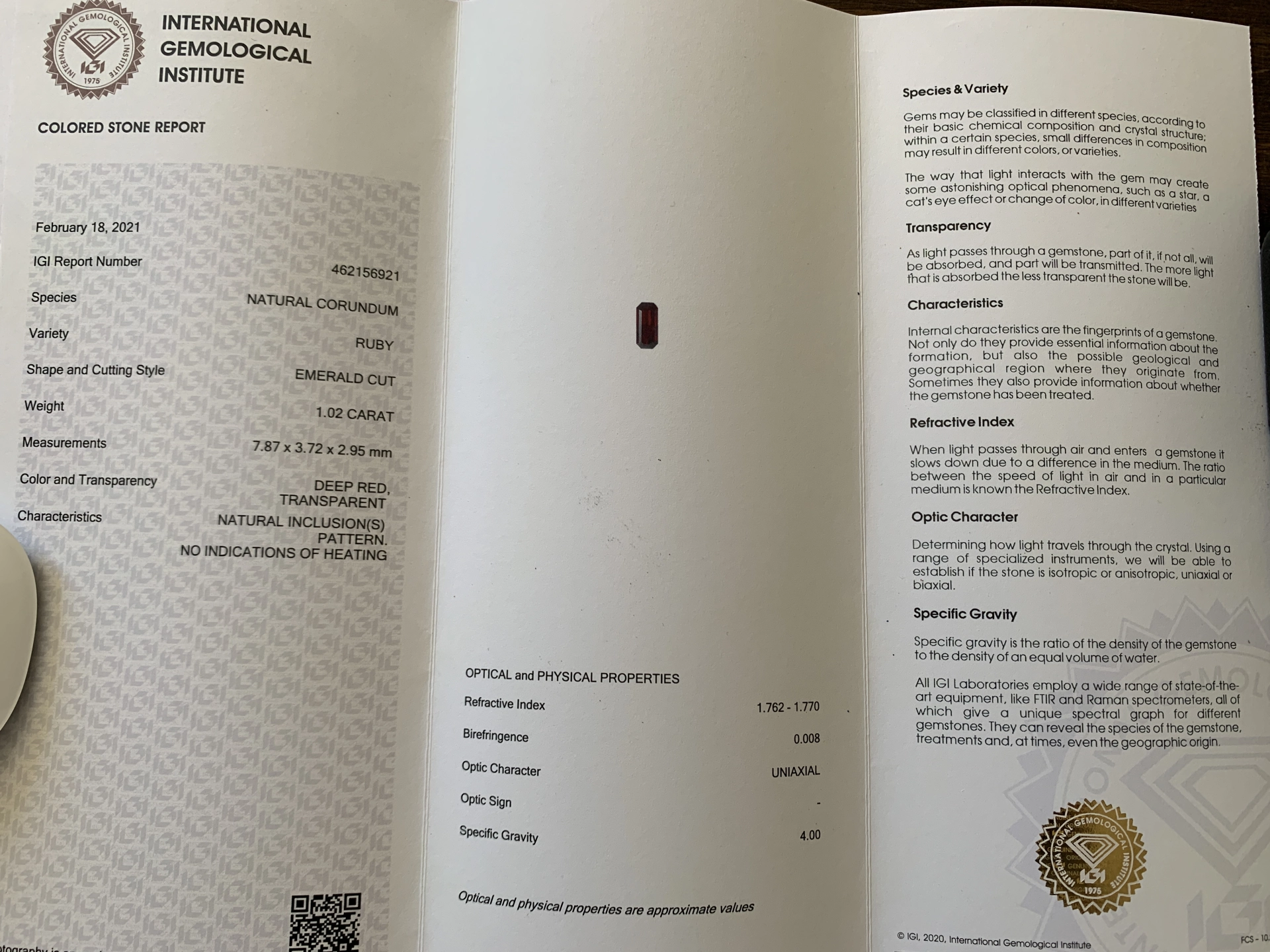 Rubin Brillant Anhänger m. Kette 750er Weissgold unerhitzt 1.03/0.26 ct IGI..High Investment