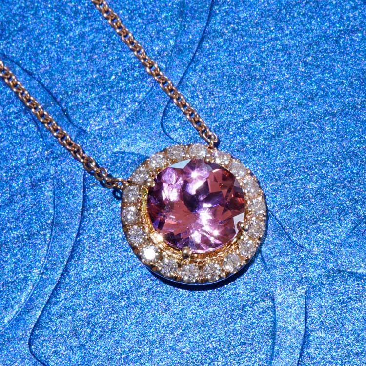 Turmalin Brillant Collier 750er Rosegold...Pink zum Verlieben....ein Hingucker und Launemacher