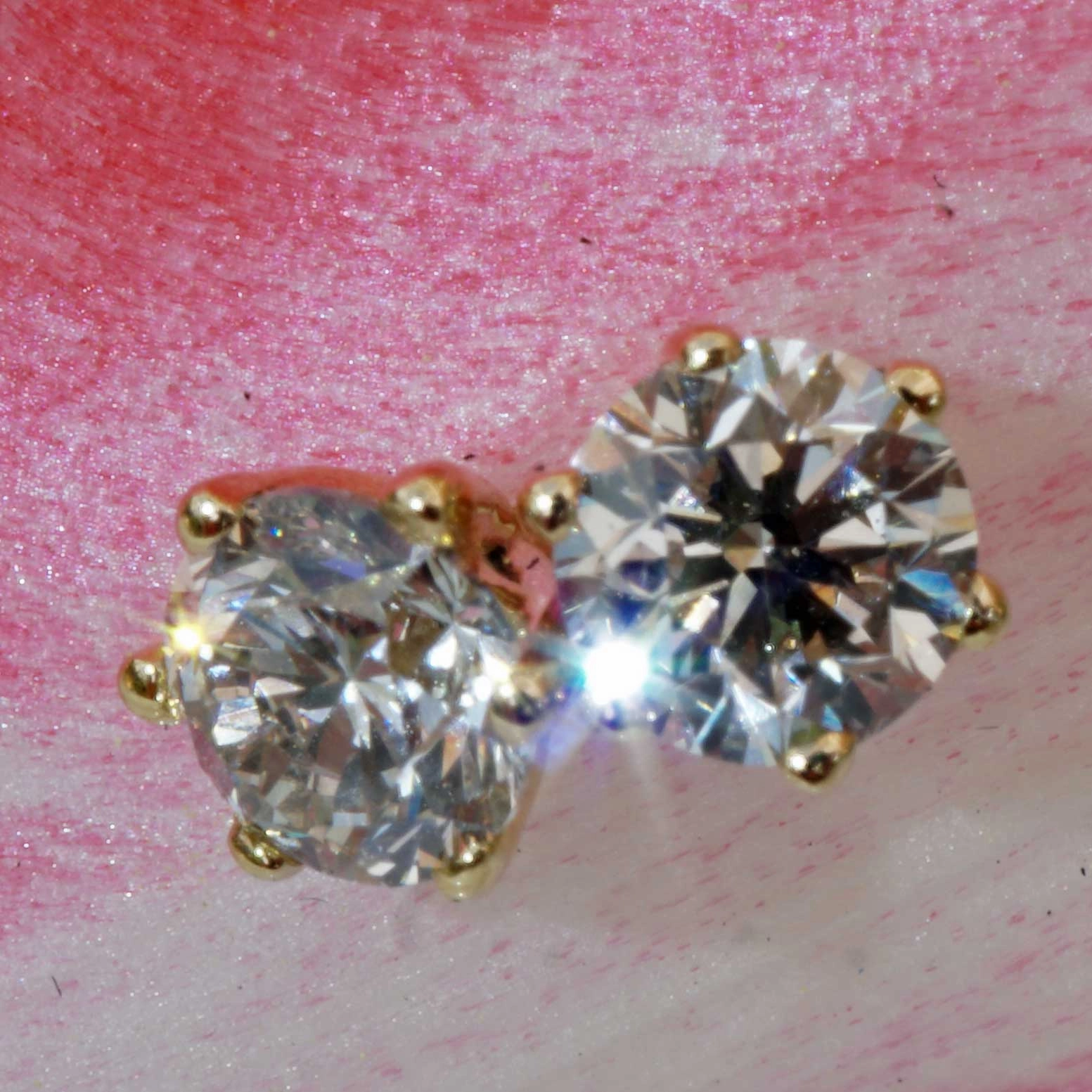 Brillant Ring Anhänger Ohrstecker 750er Gelbgold Set 1.20 ct Getönt VS Silhouette Schmuck