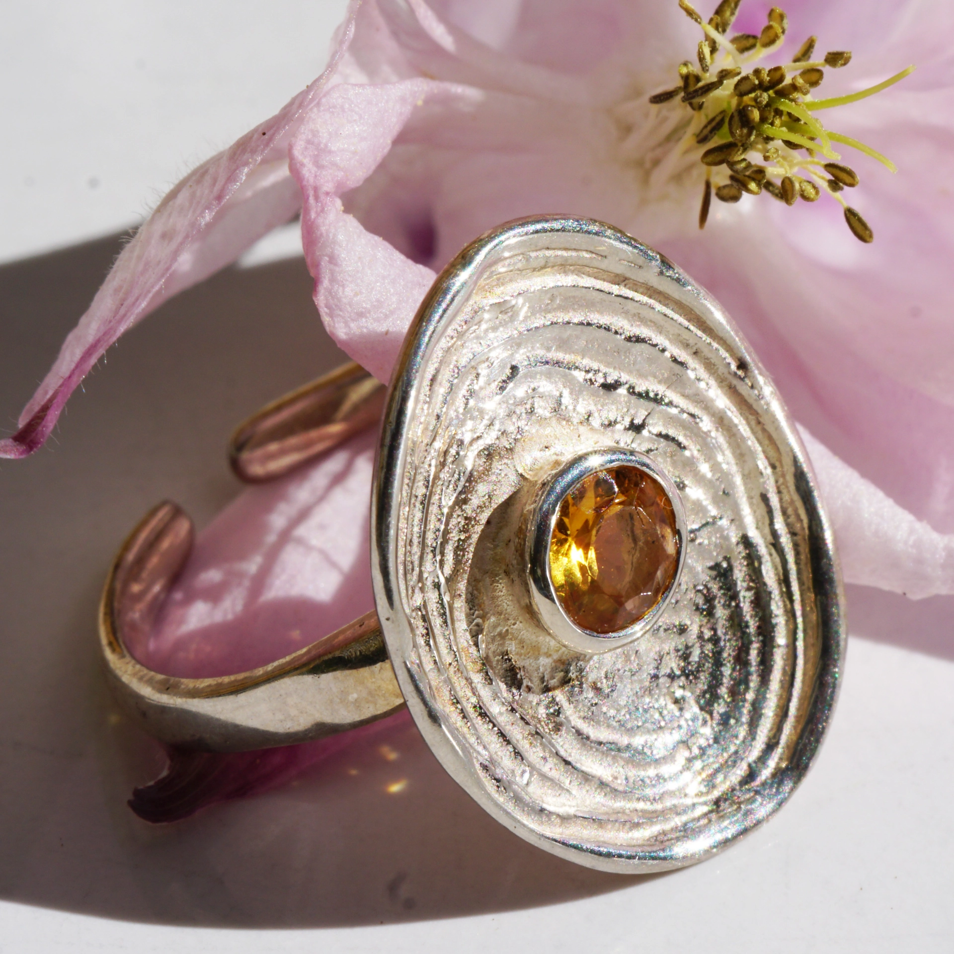 Citrin Ring 925er Silber 20 x 16 mm ....Wasserwelle Handarbeit